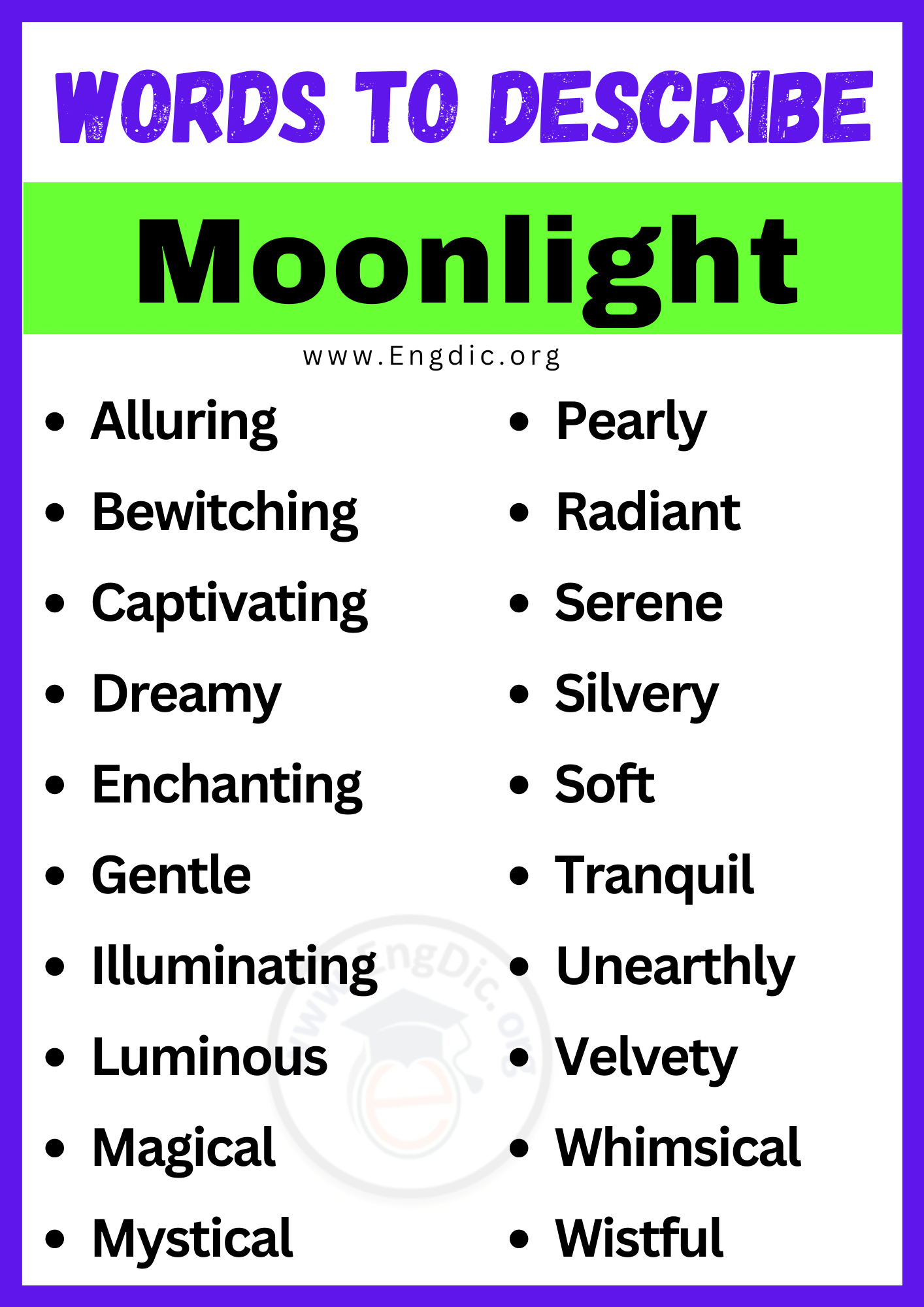 Words to Describe Moonlight