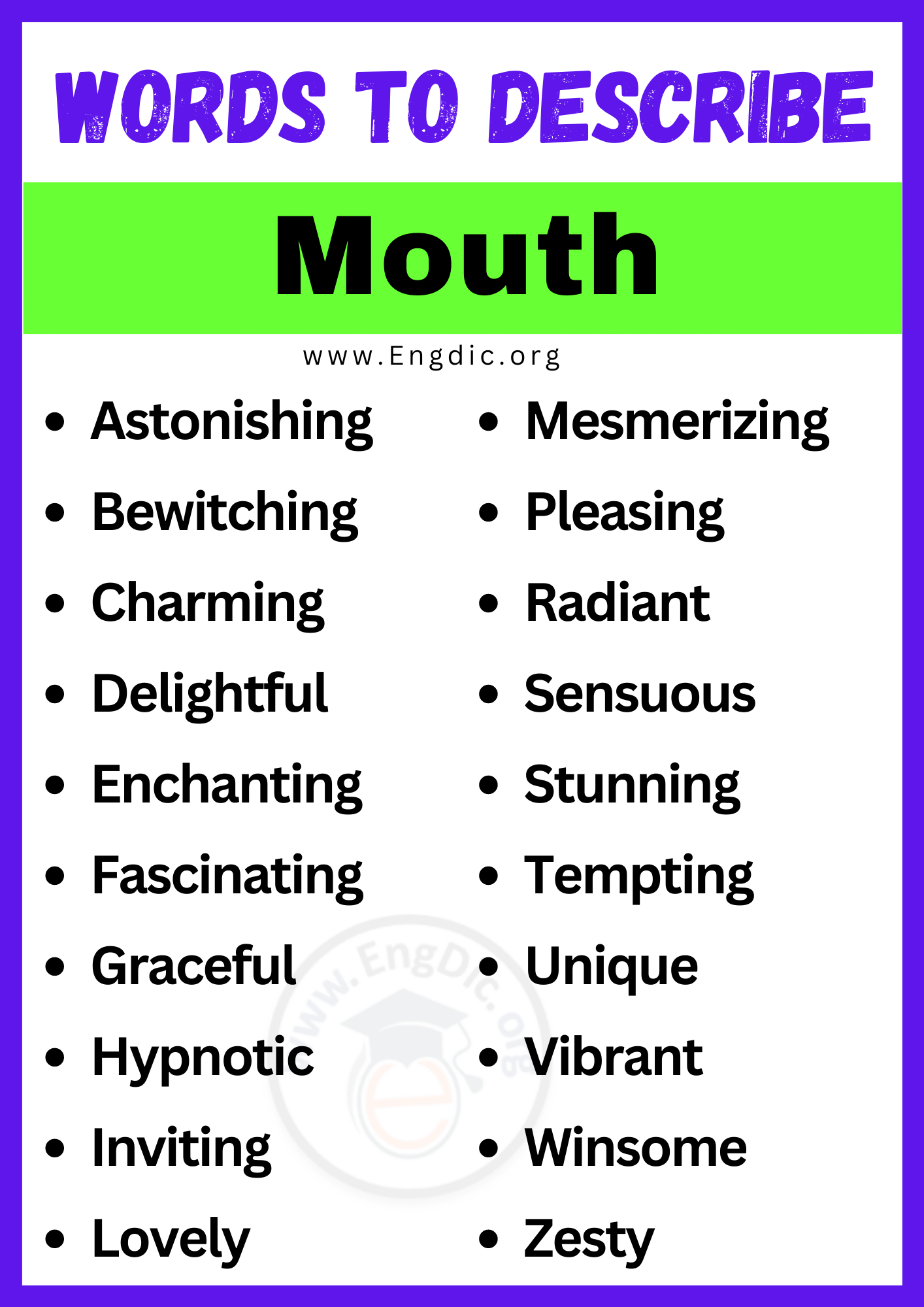 Words to Describe Mouth