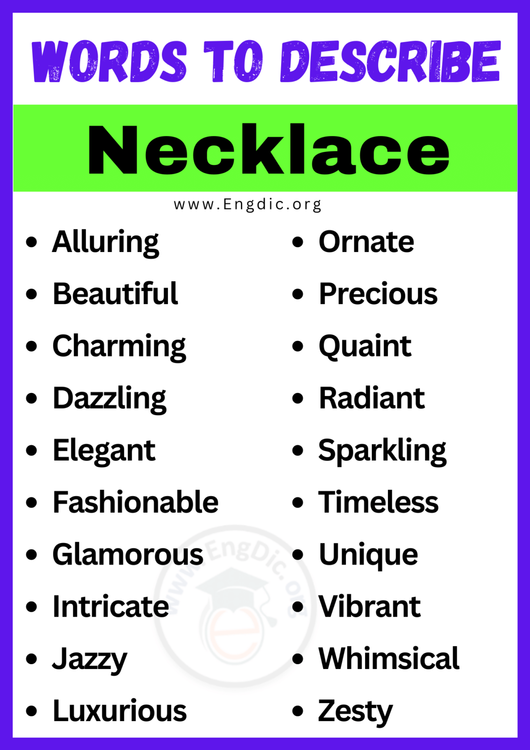 20+ Best Words to Describe Necklace, Adjectives for Necklace EngDic