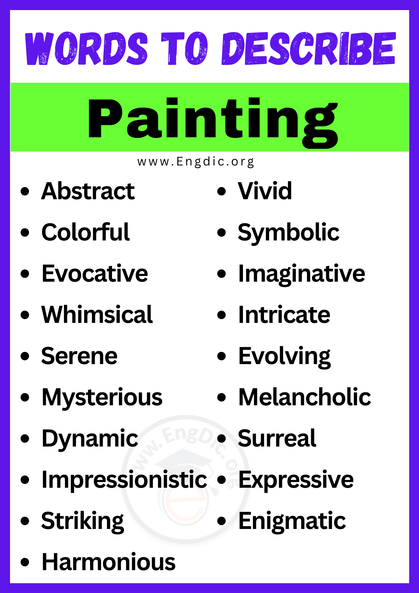 Words to Describe Painting