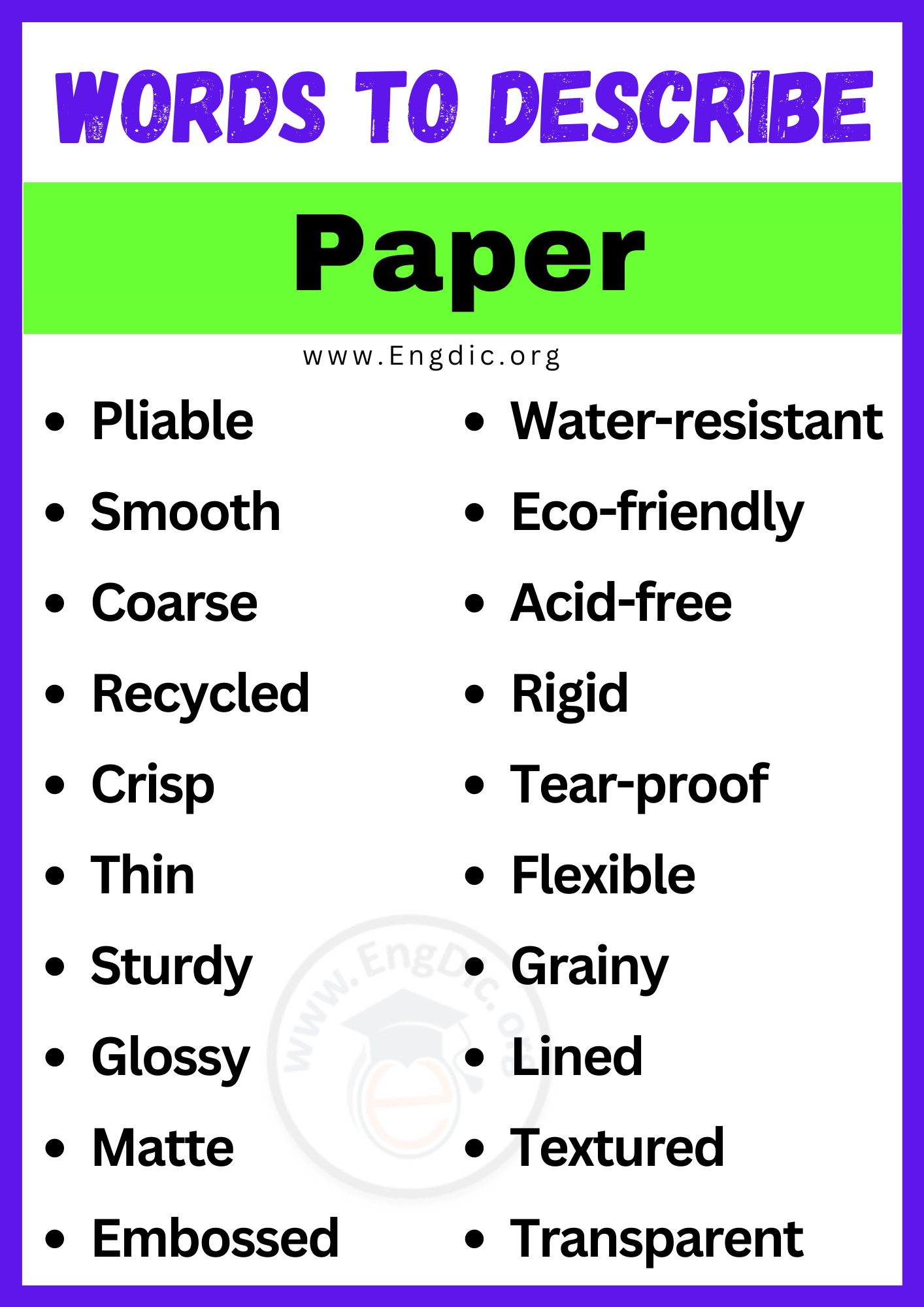Words to Describe Paper