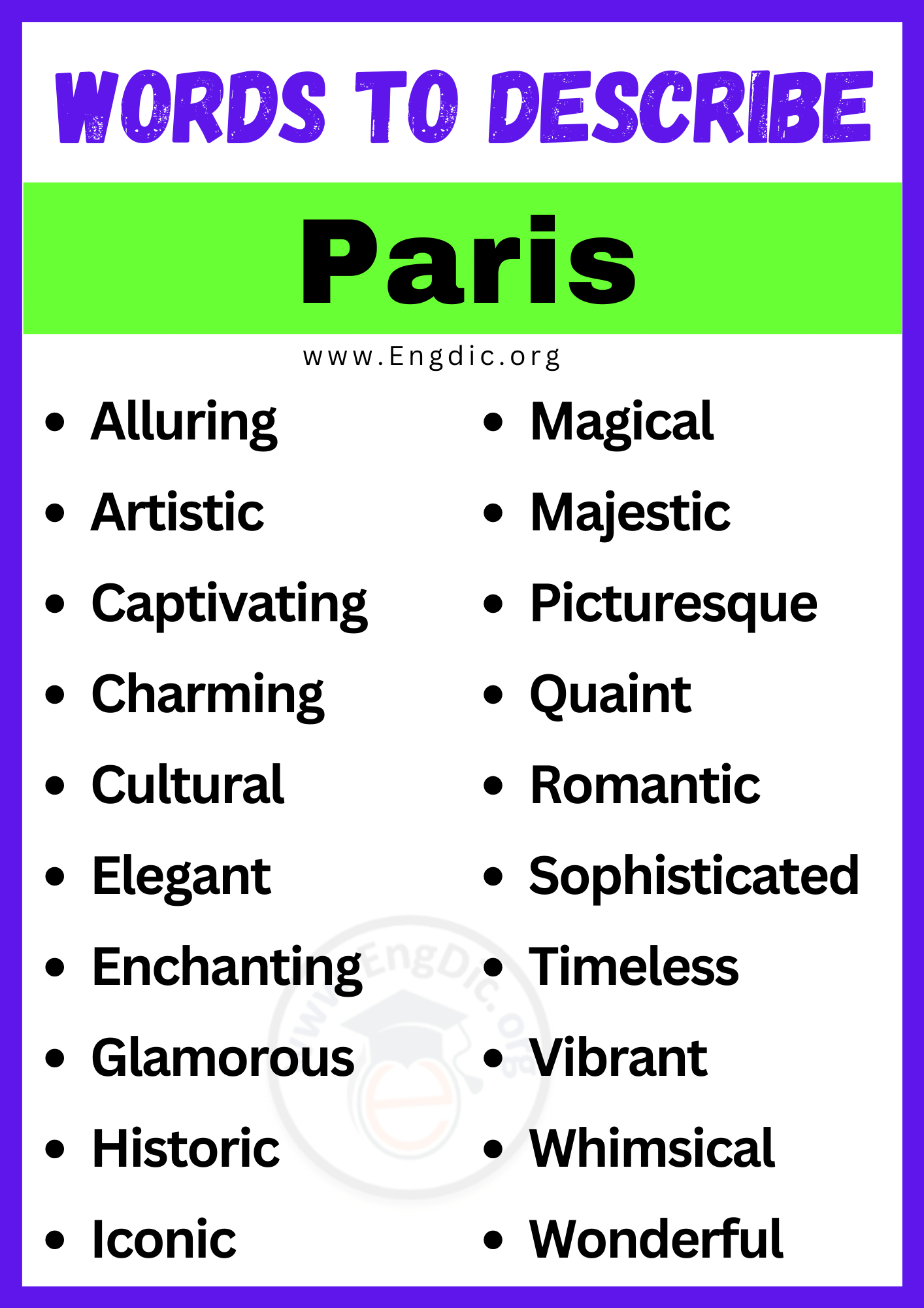 Words to Describe Paris