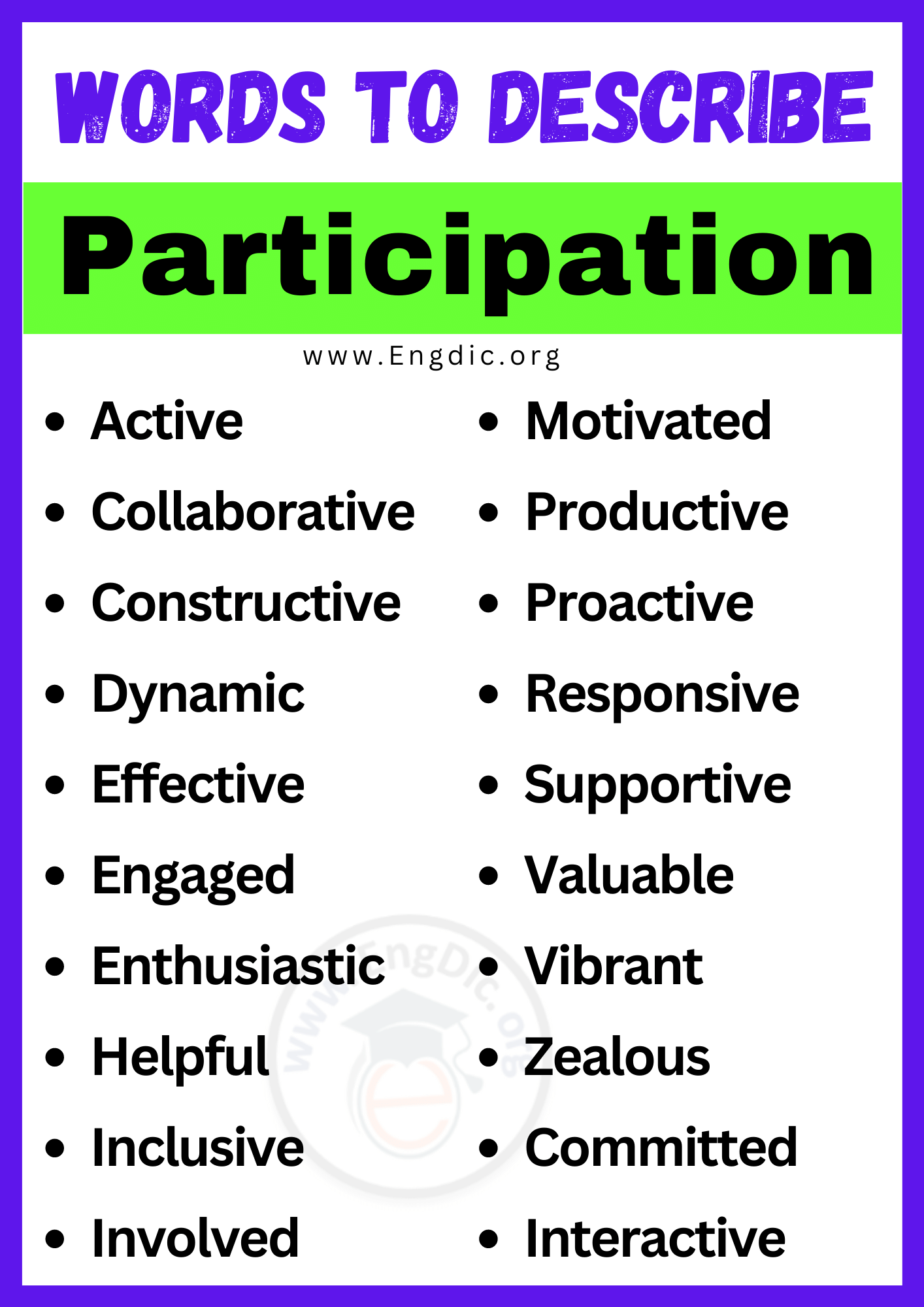 Words to Describe Participation