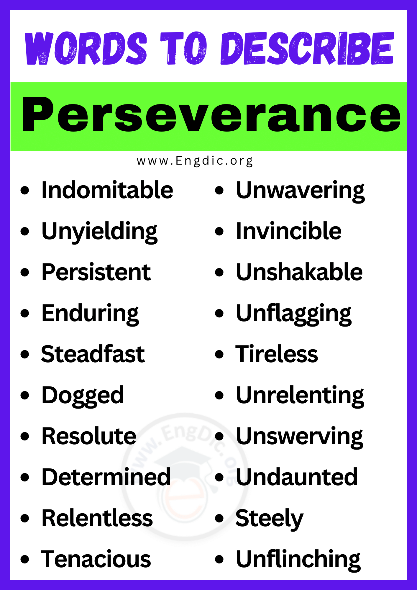 Words to Describe Perseverance