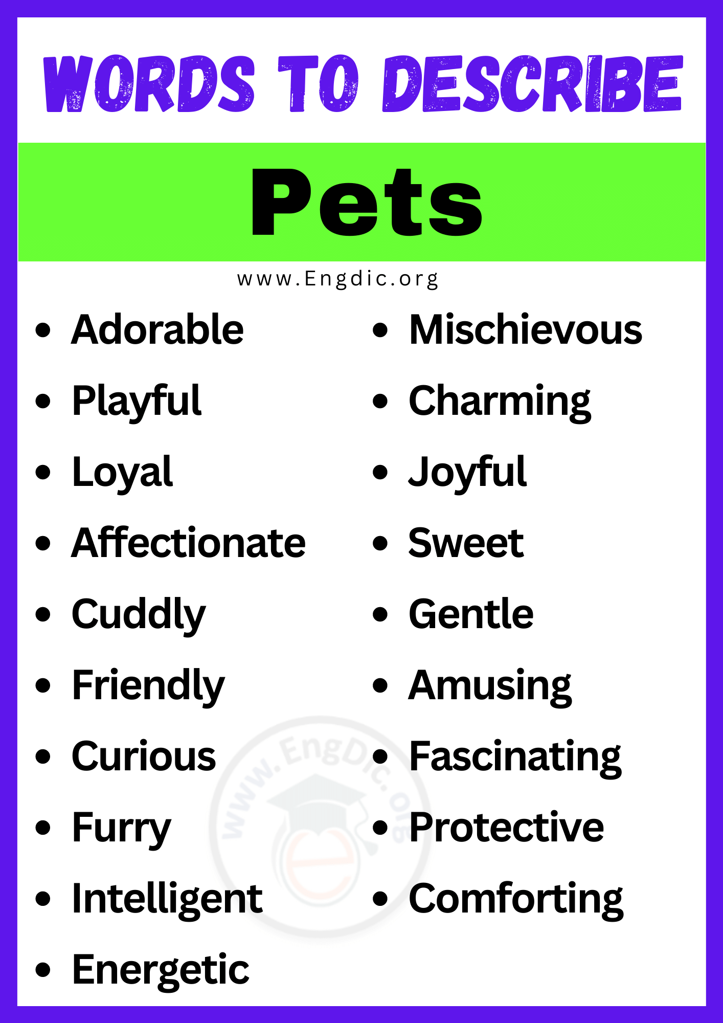 Words to Describe Pets