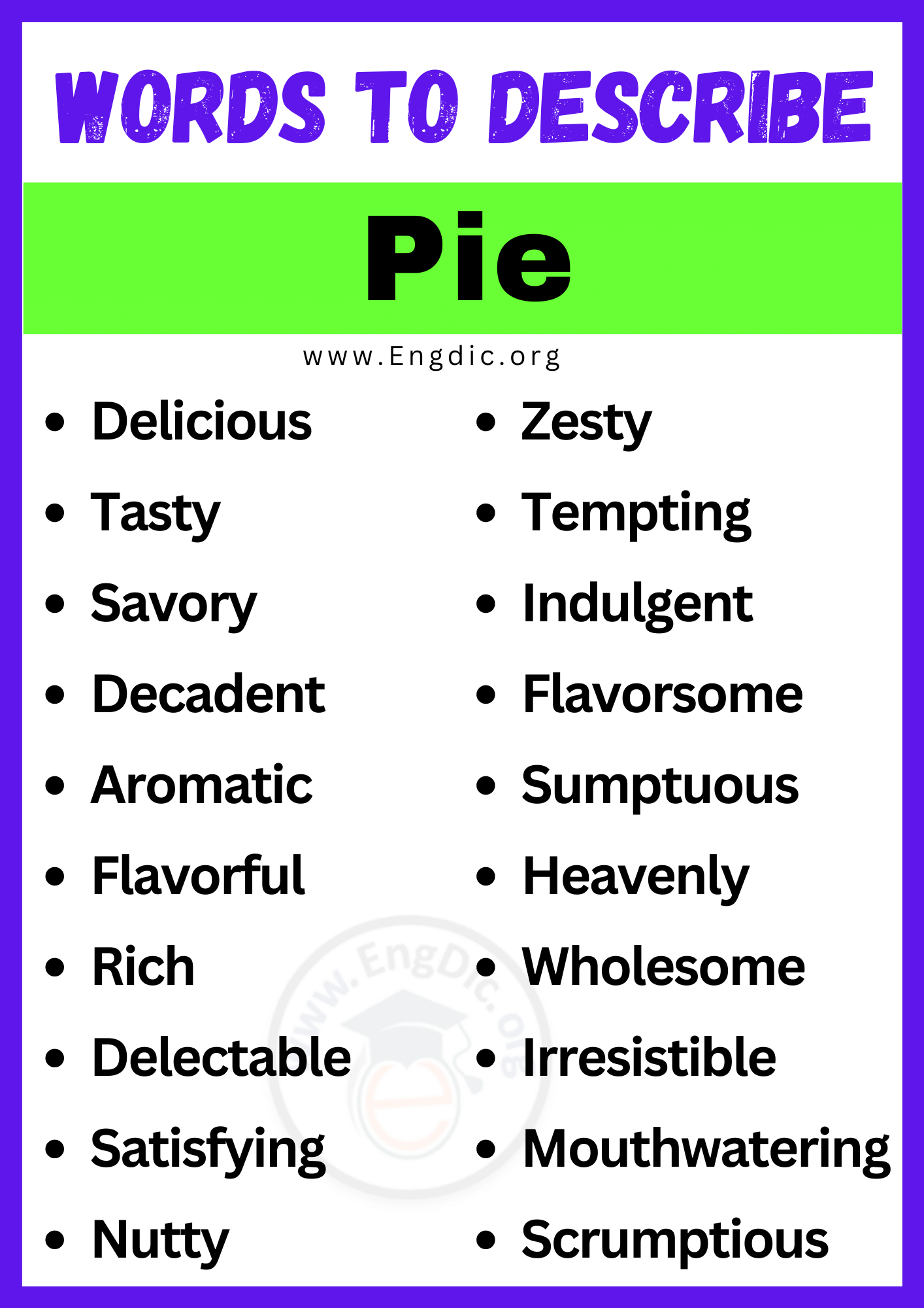 Words to Describe Pie