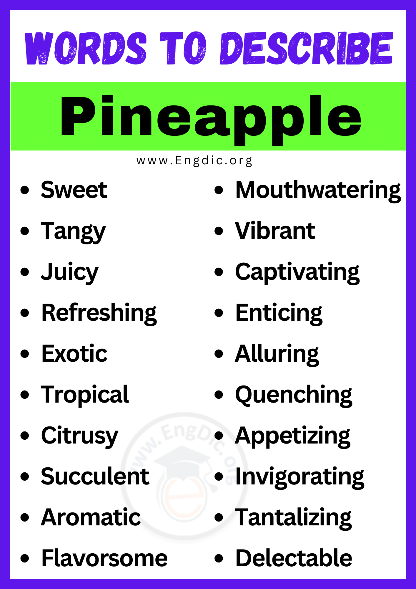 Words to Describe Pineapple