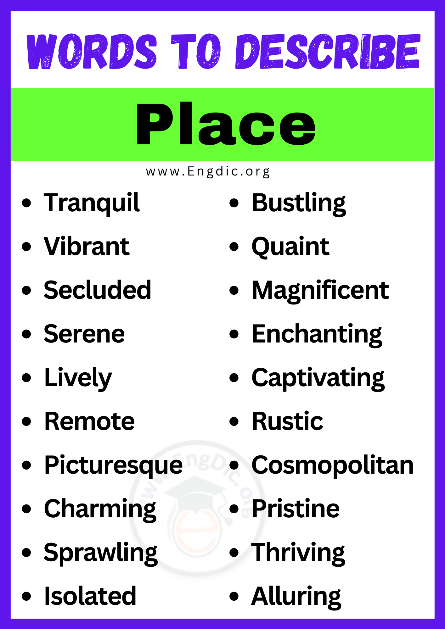 Words to Describe Place