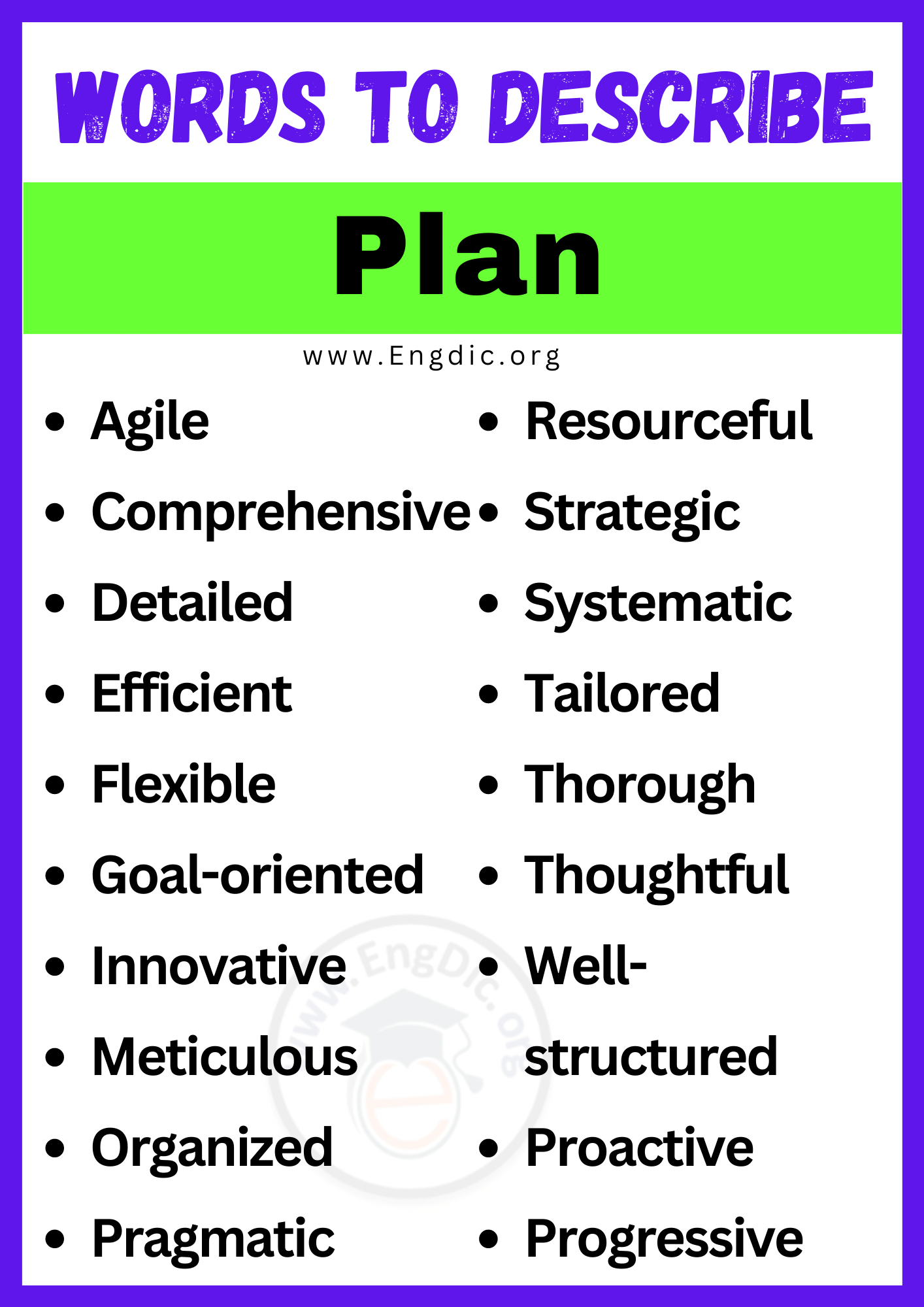 Words to Describe Plan