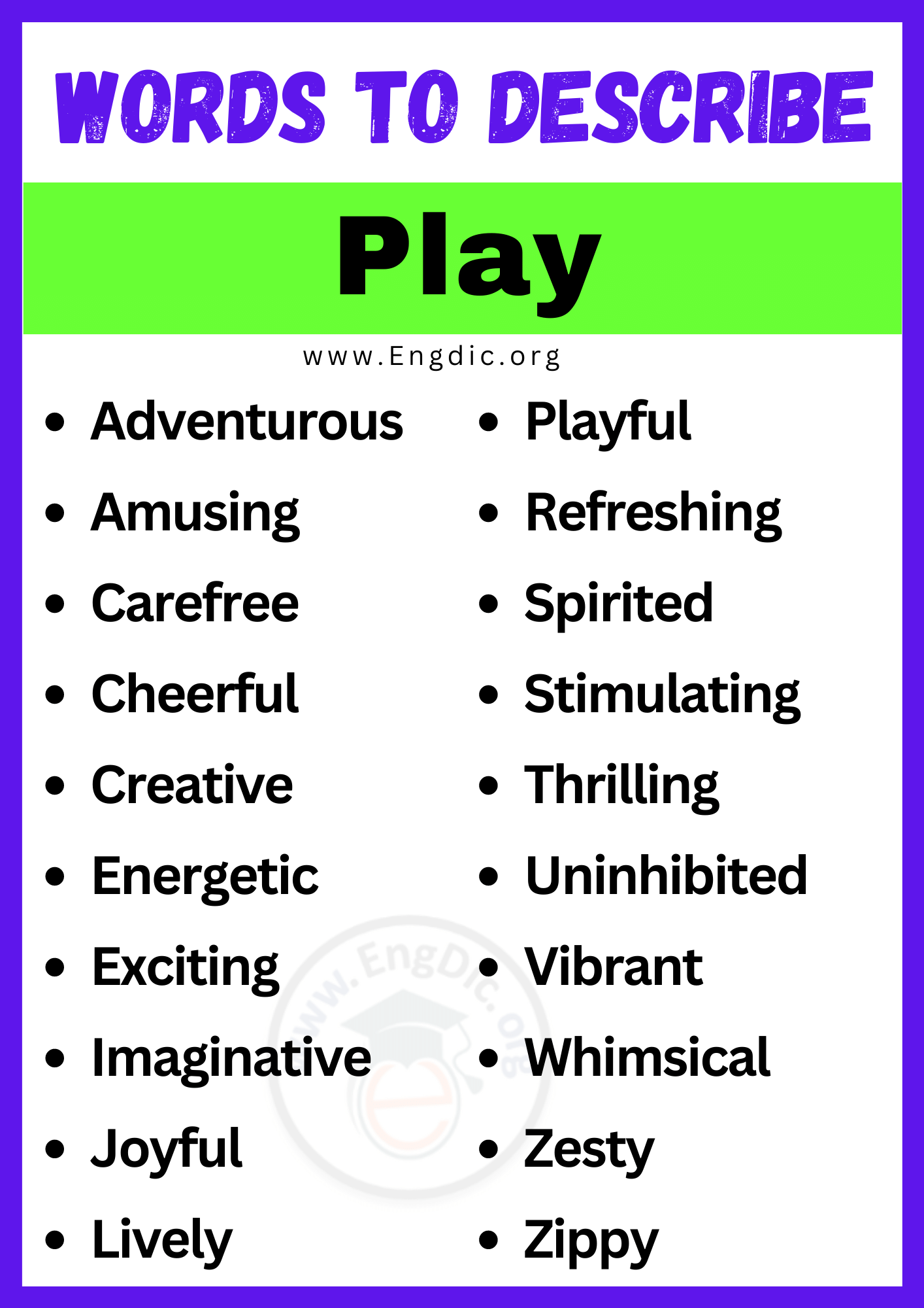 Words to Describe Play