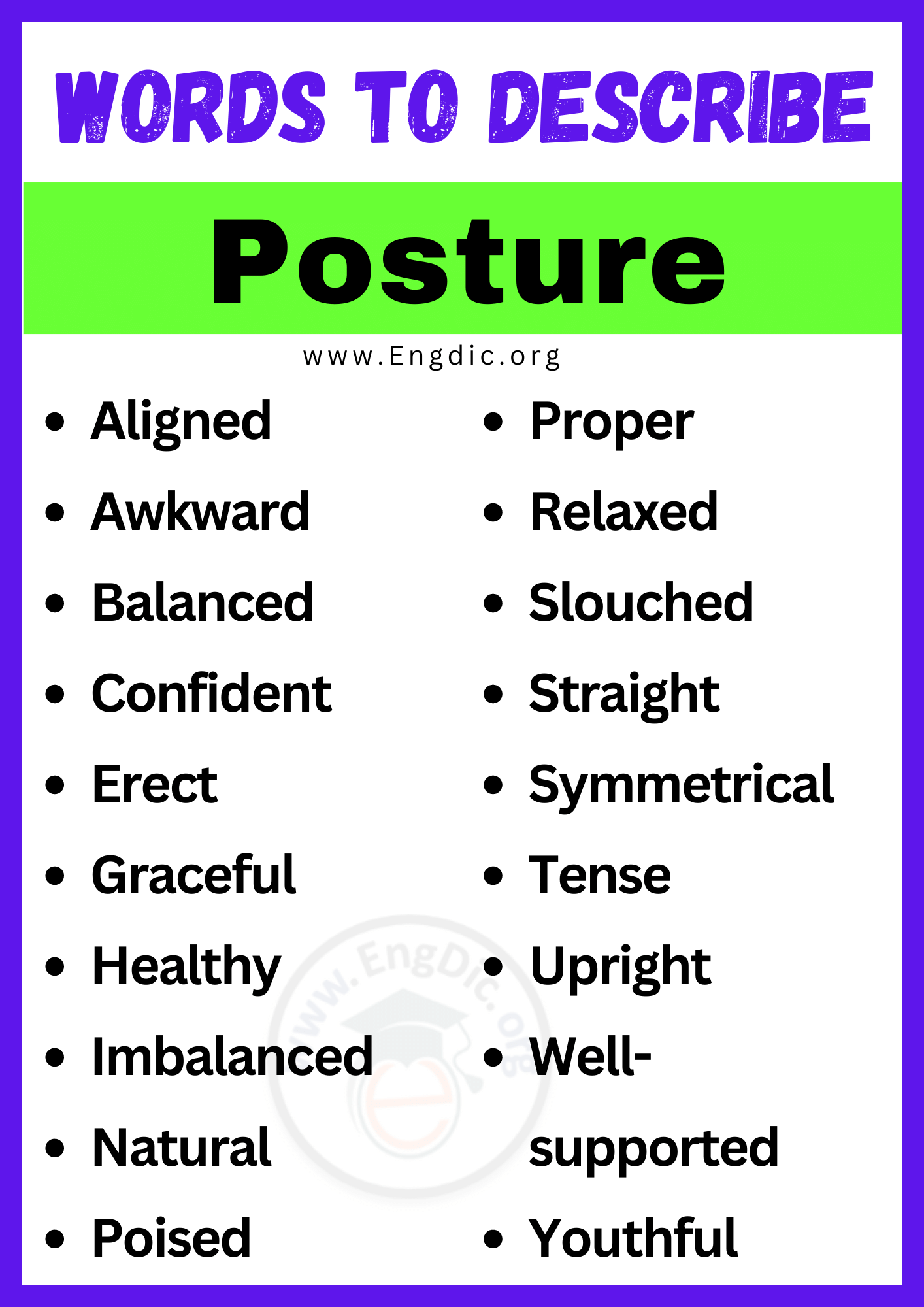 Words to Describe Posture