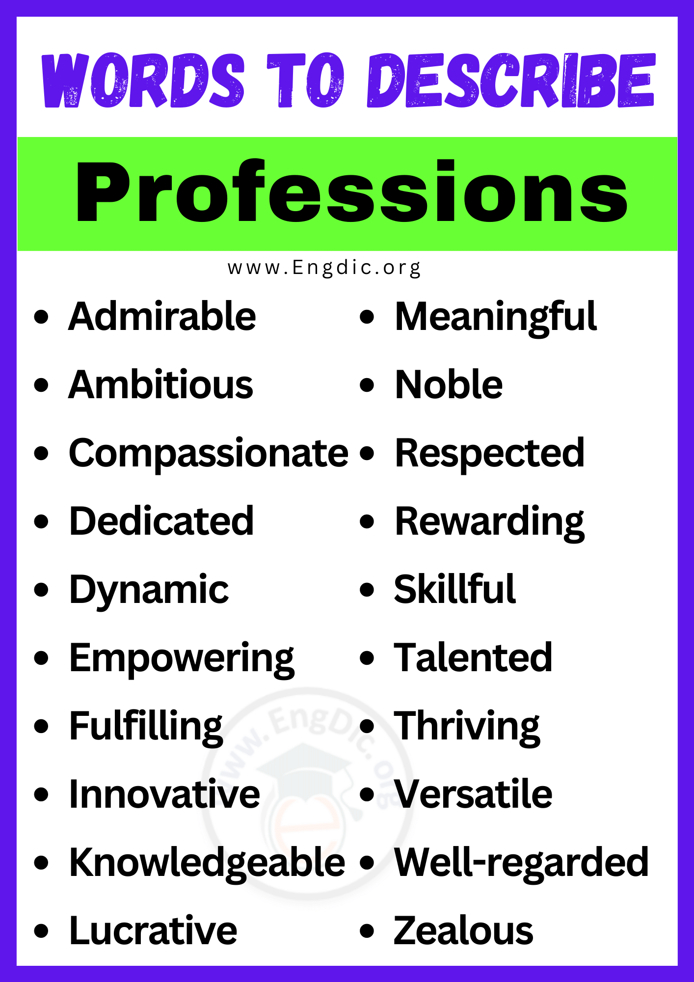 Words to Describe Professions