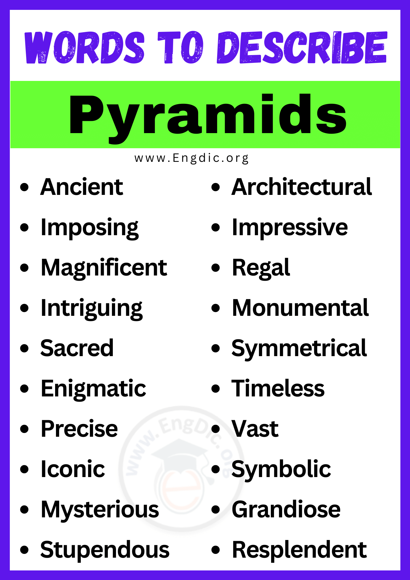 Words to Describe Pyramids