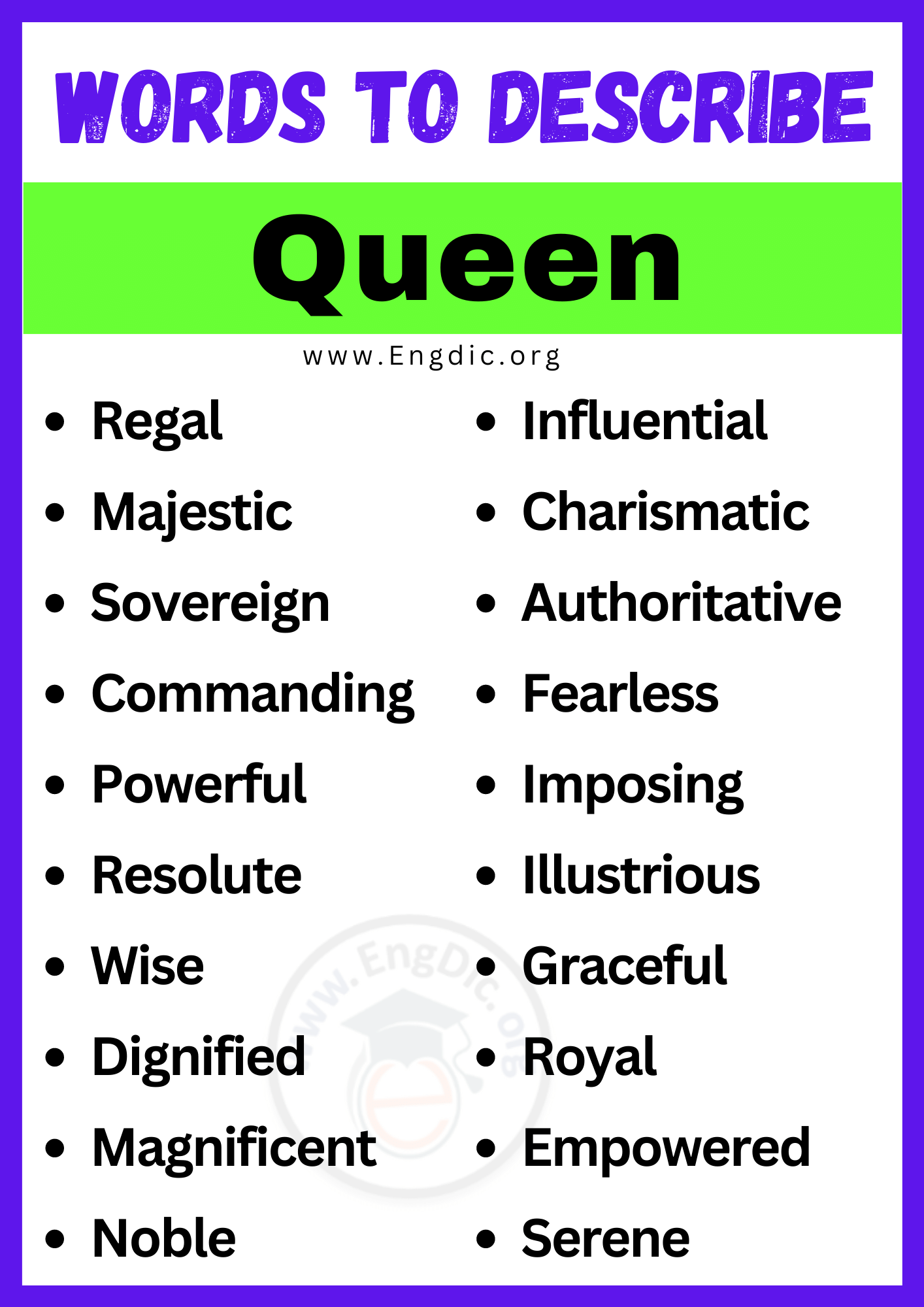 Words to Describe Queen