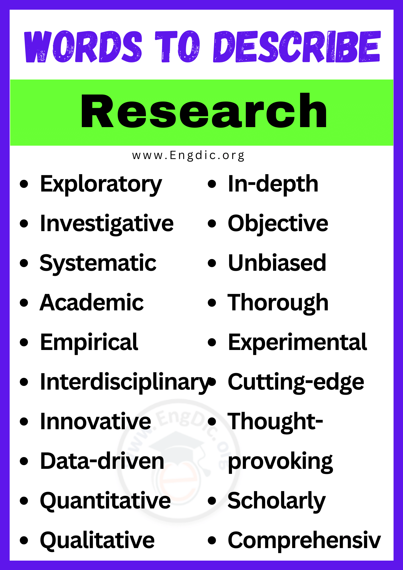 Words to Describe Research