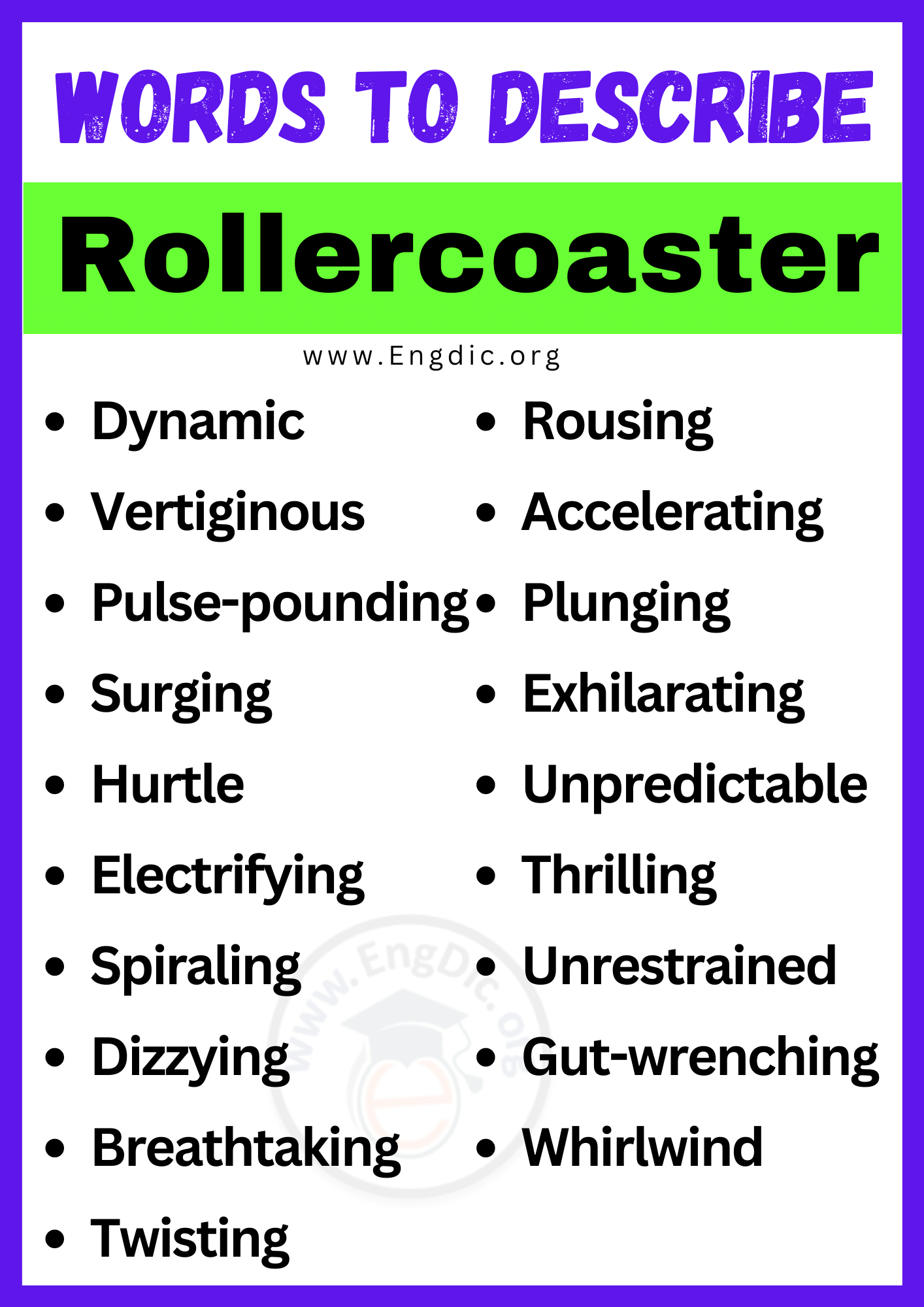 Words to Describe Rollercoaster