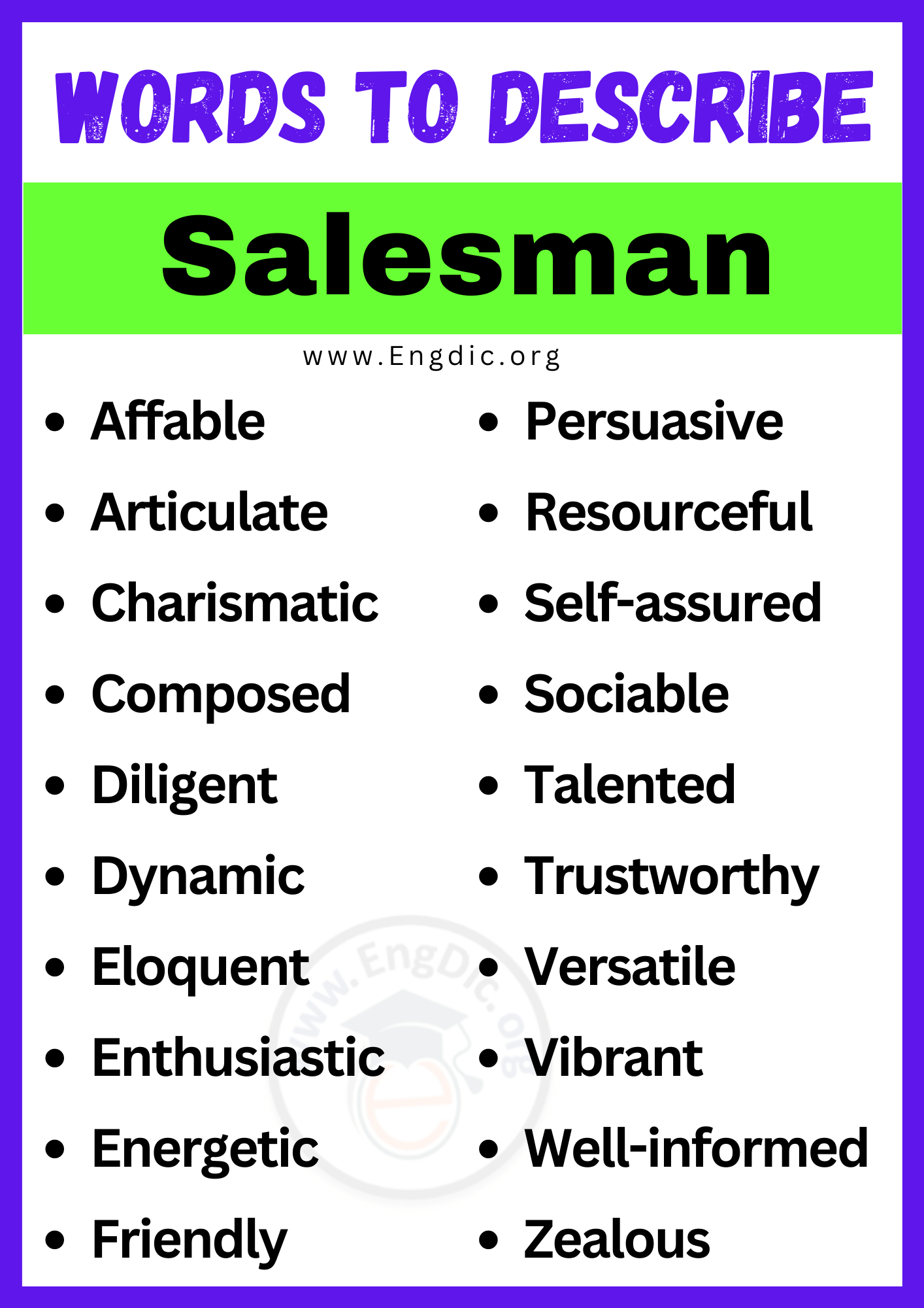 Words to Describe Salesman