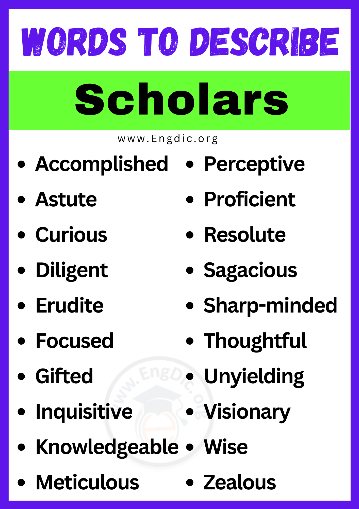 Words to Describe Scholars
