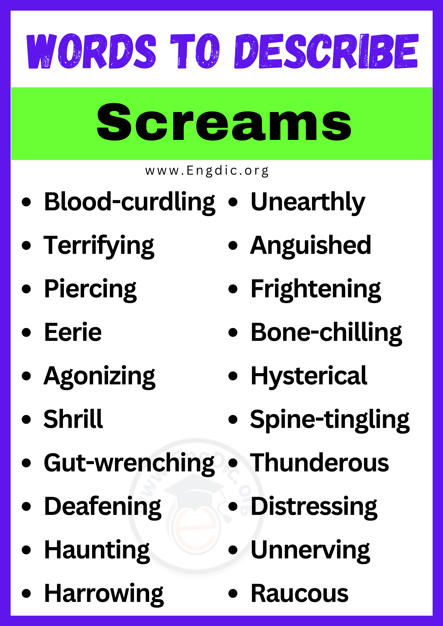 Words to Describe Screams