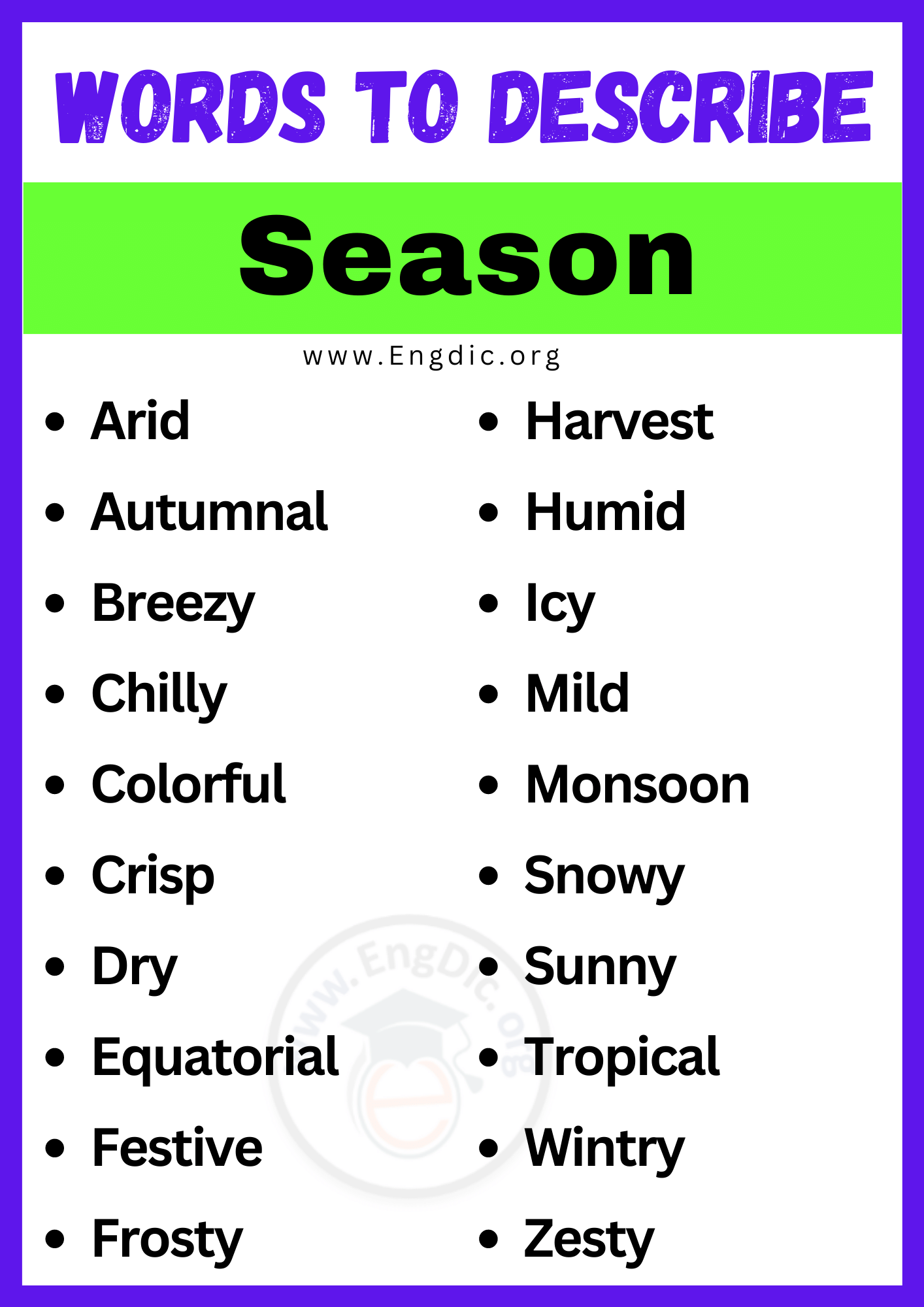 Words to Describe Season