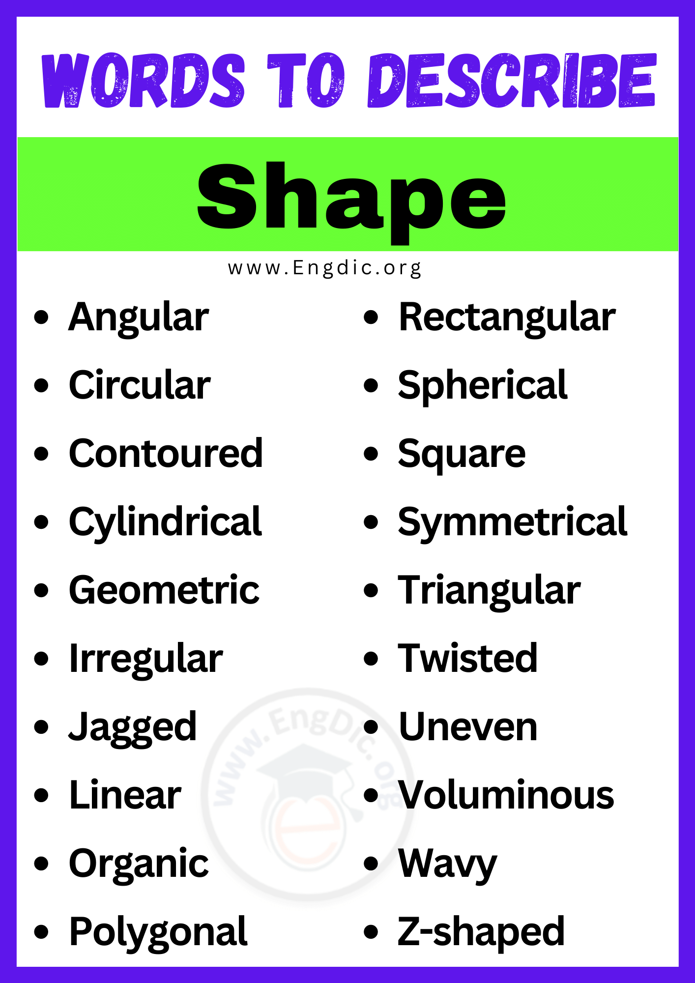 Words to Describe Shape