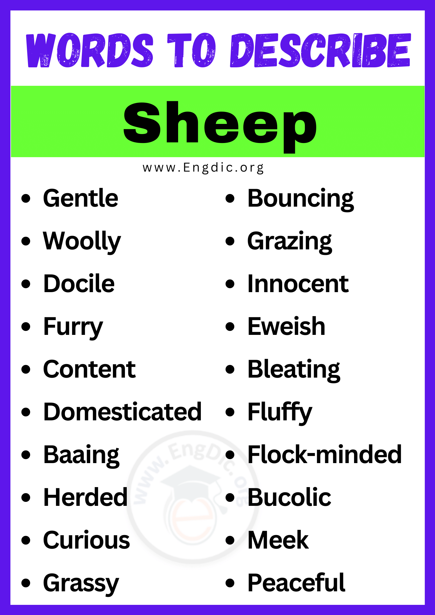 Words to Describe Sheep