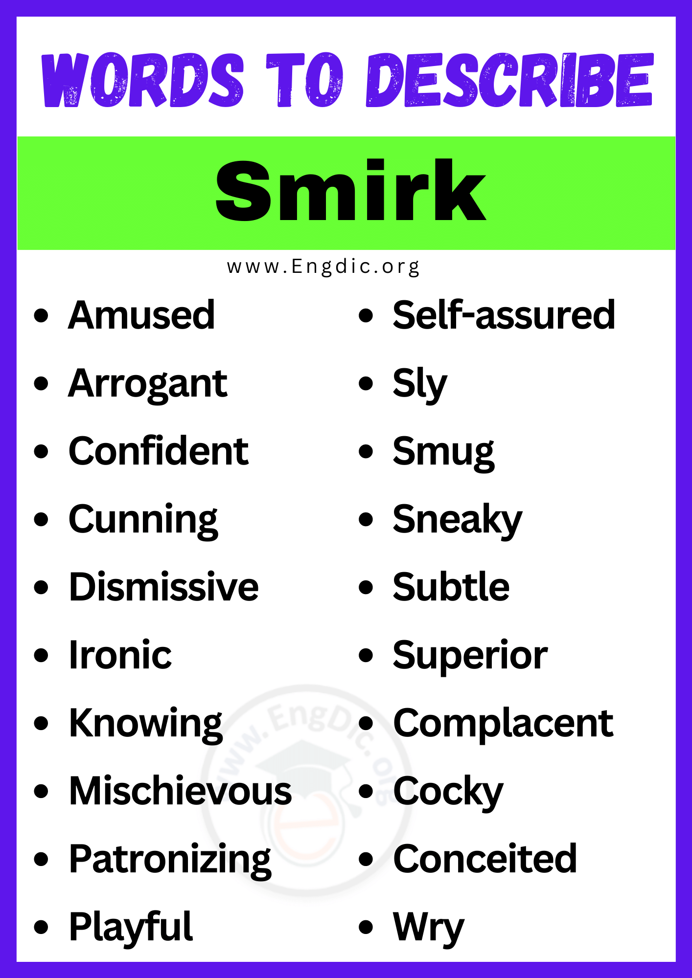 Words to Describe Smirk