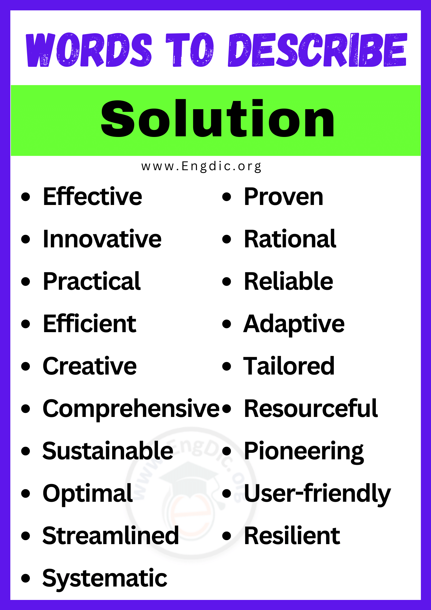 Words to Describe Solution