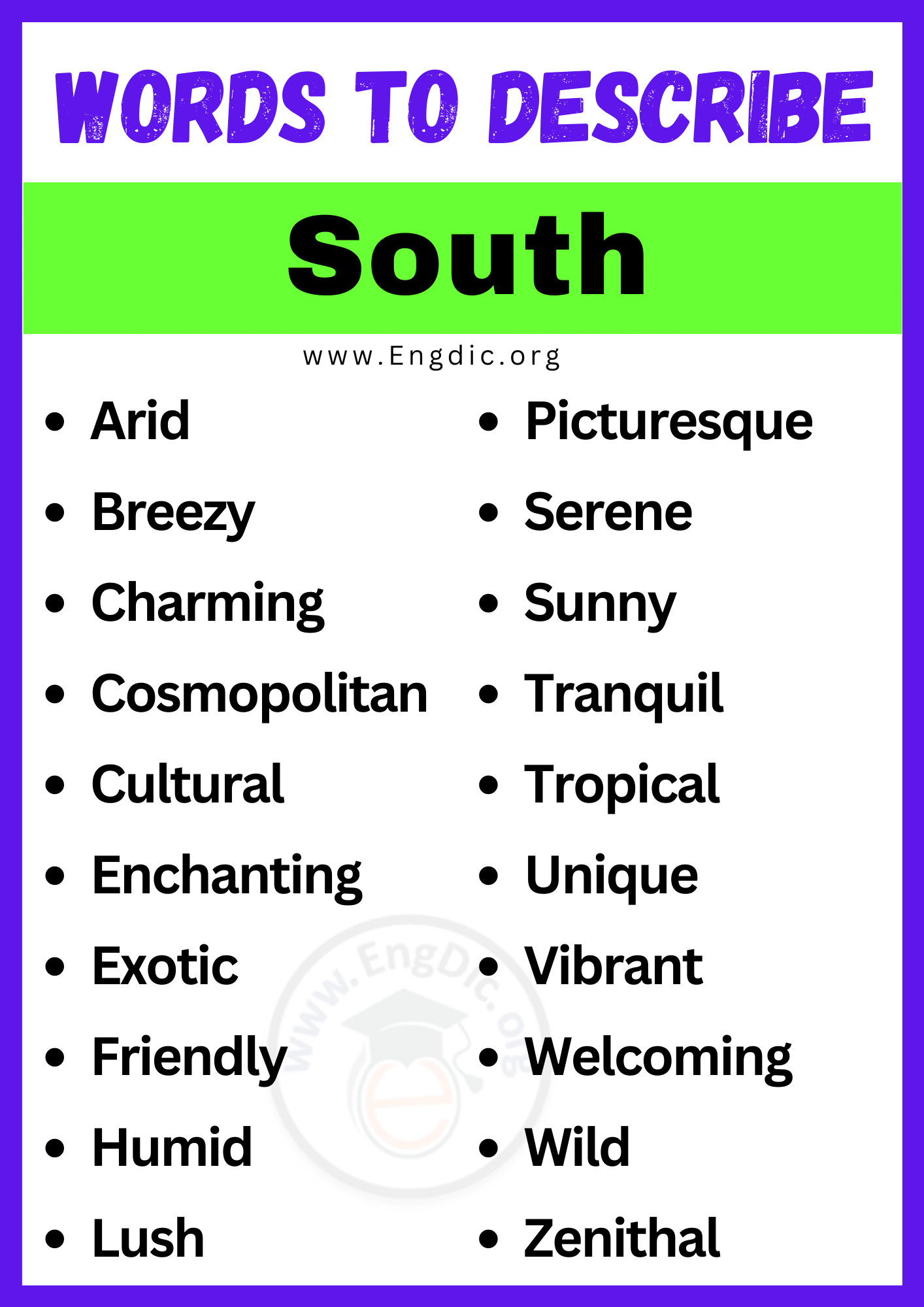 Words to Describe South