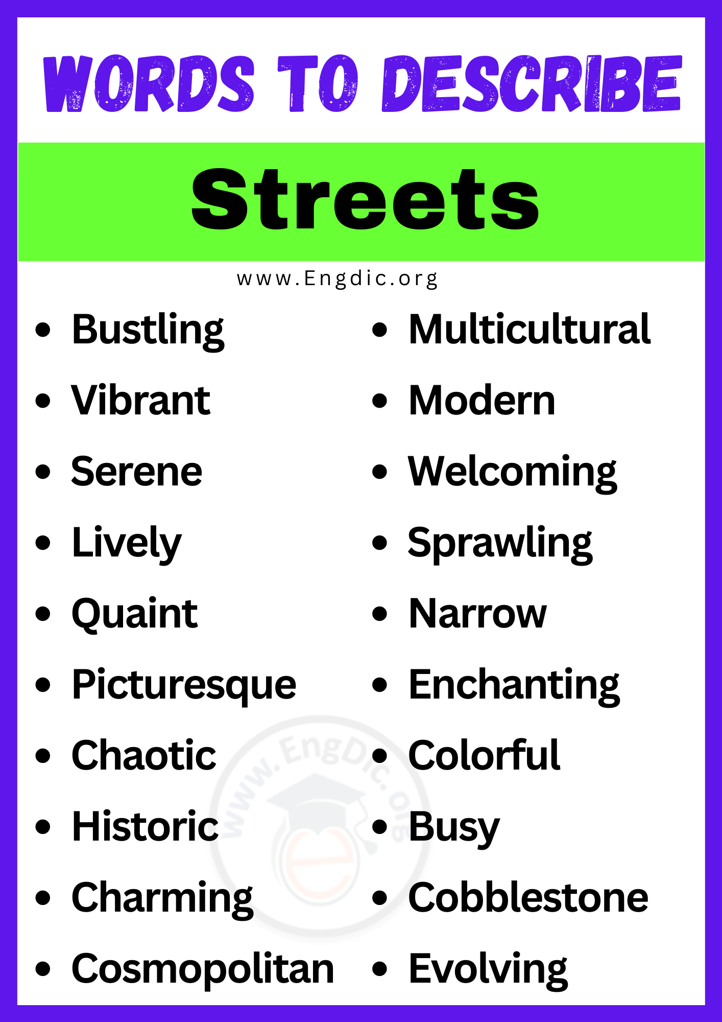Words to Describe Streets
