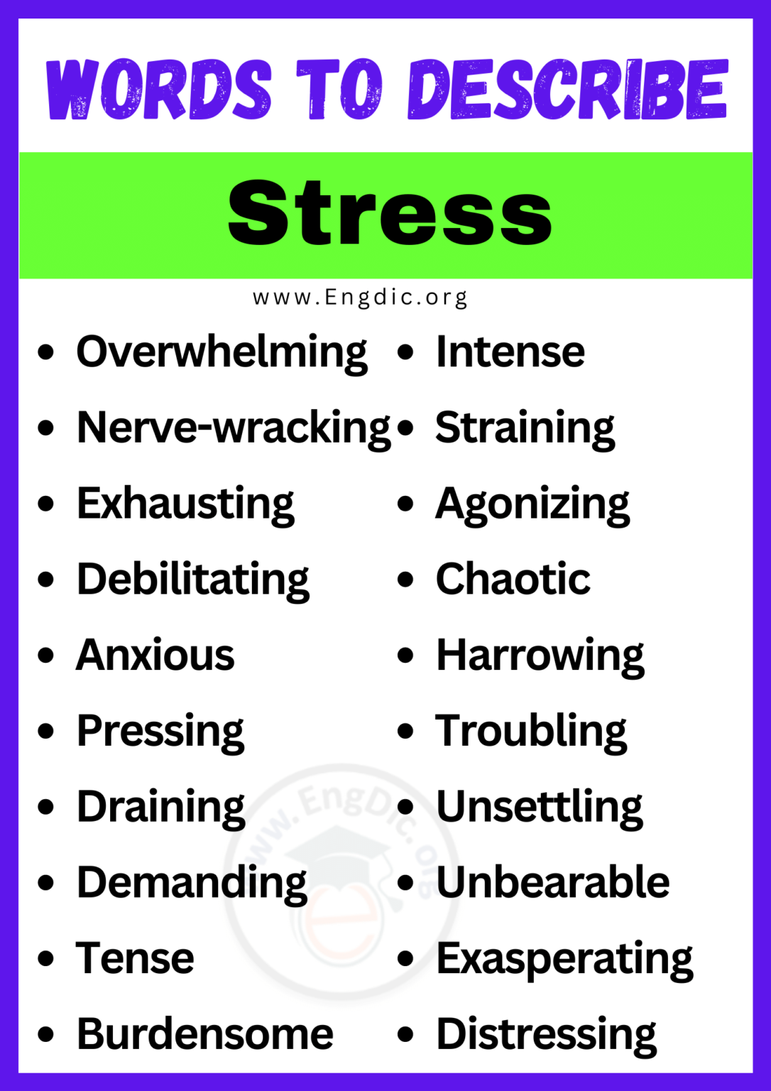 how to describe stress in creative writing