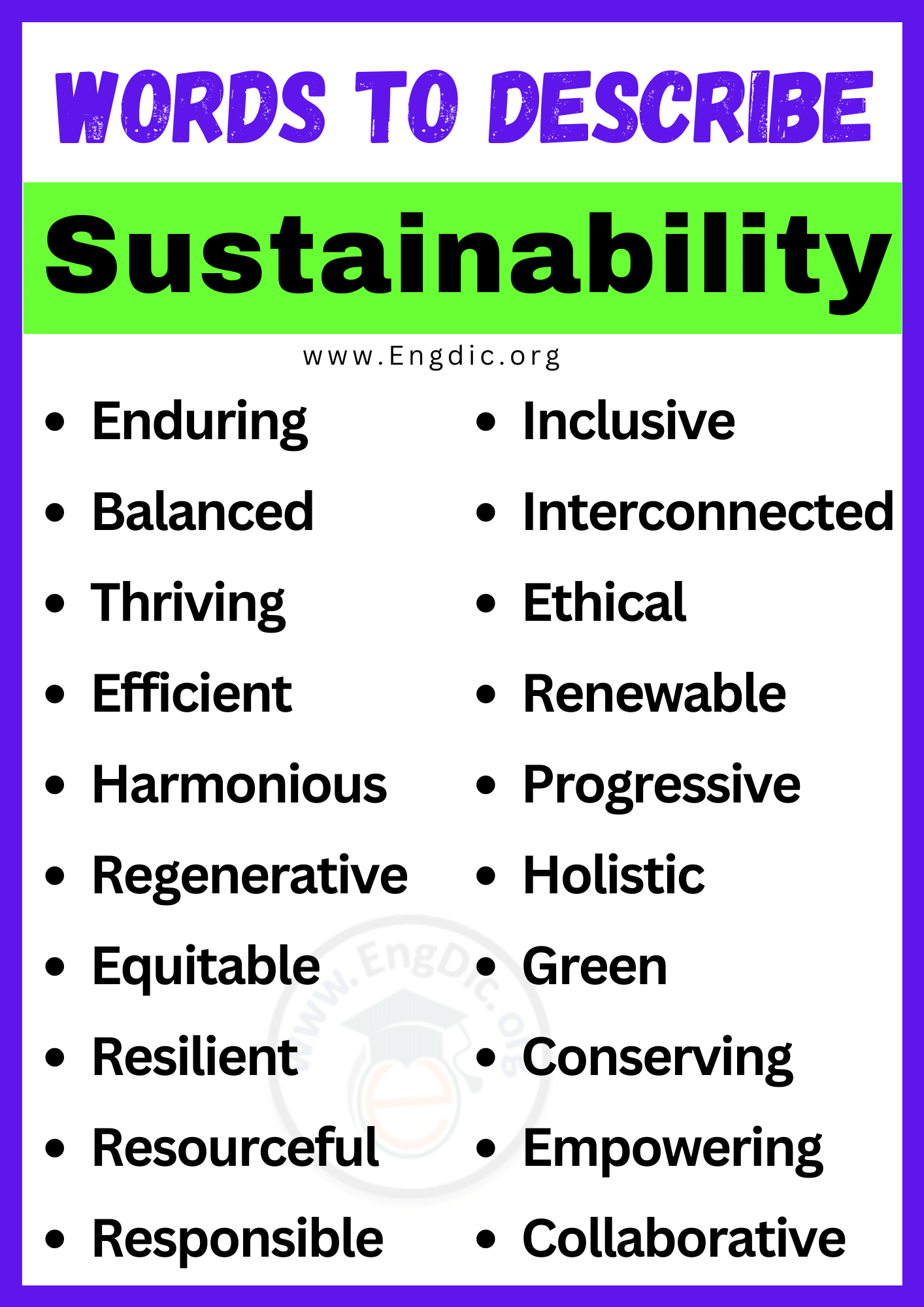 Words to Describe Sustainability