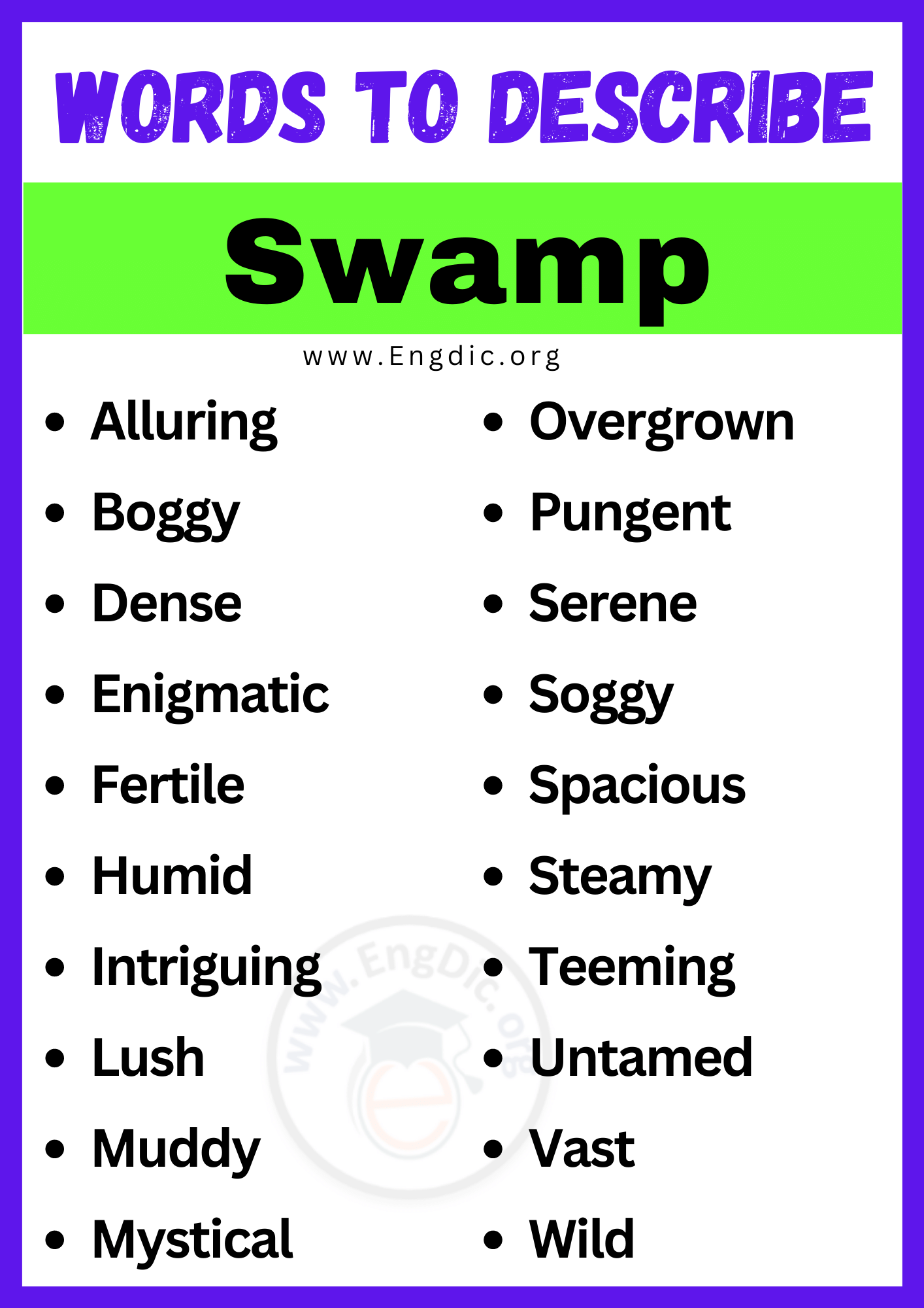 Words to Describe Swamp