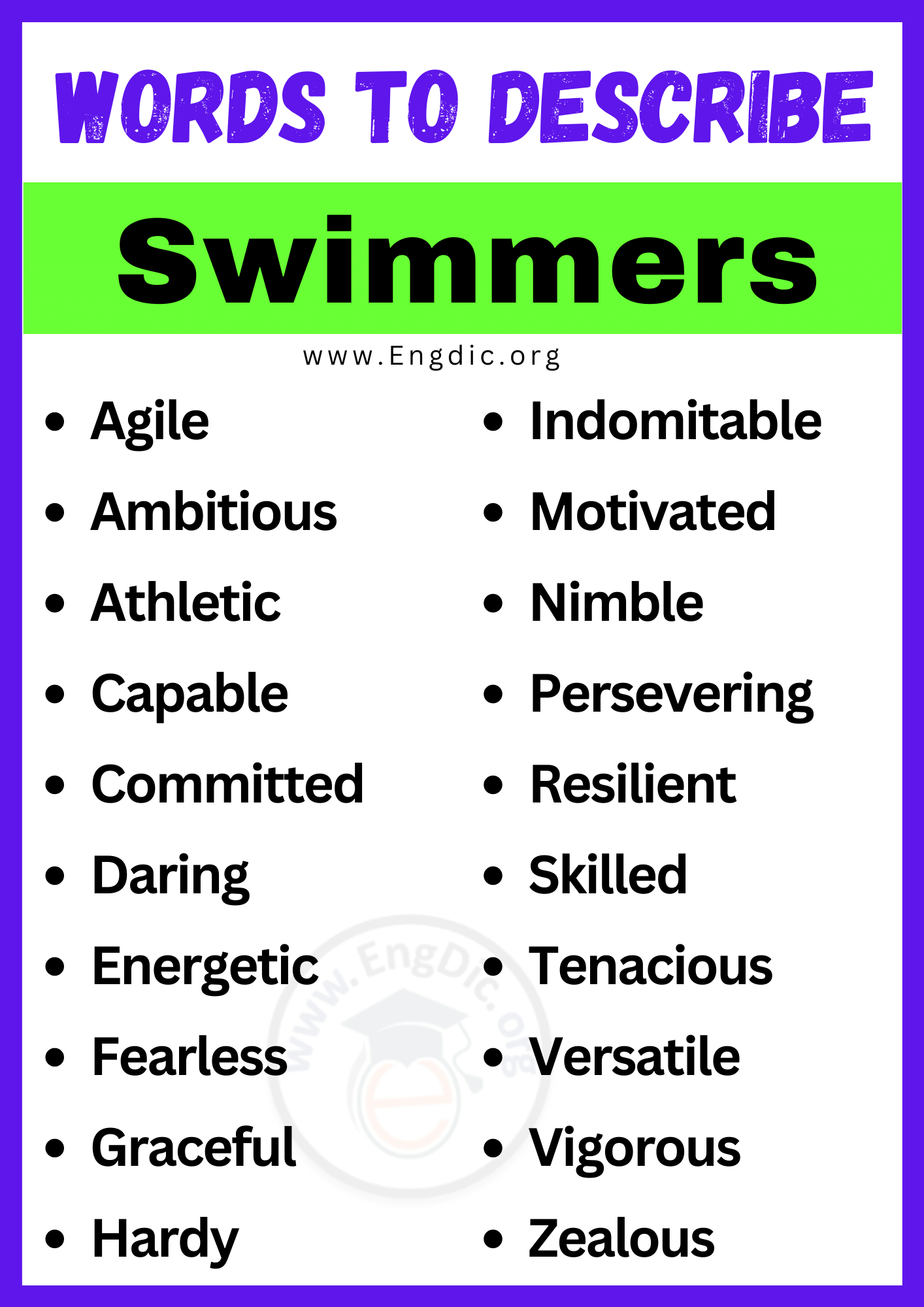 Words to Describe Swimmers