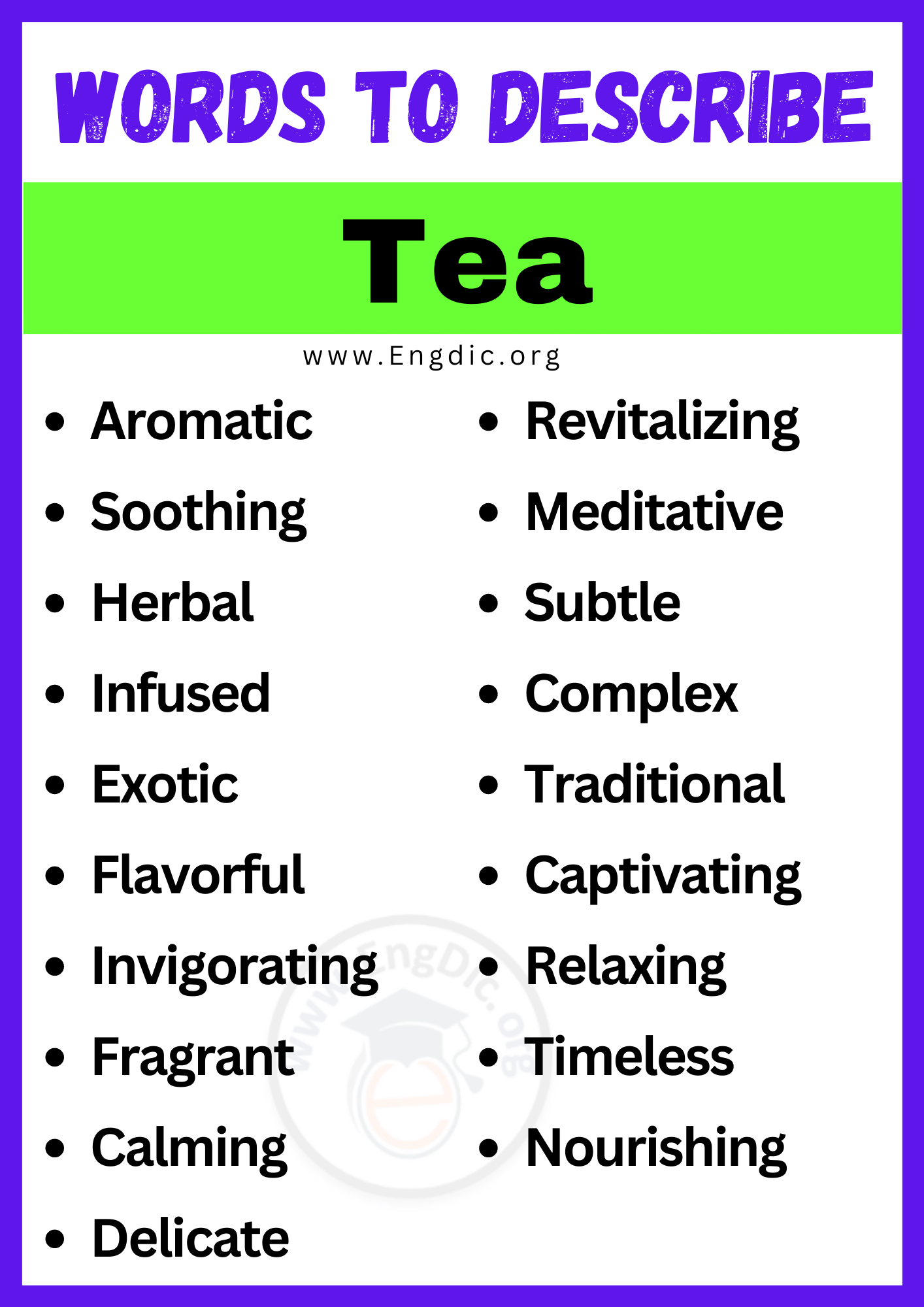 Words to Describe Tea