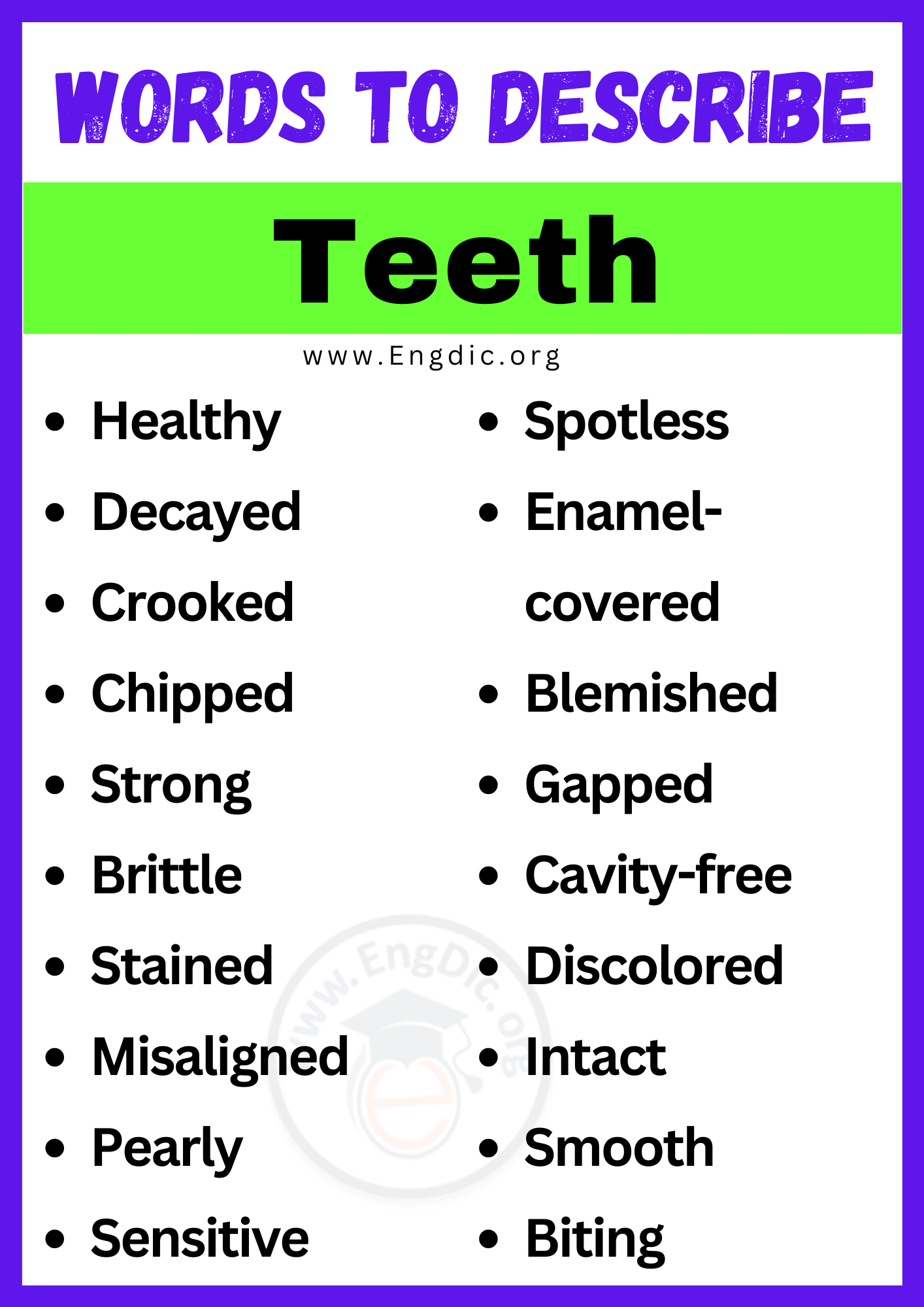 Words to Describe Teeth