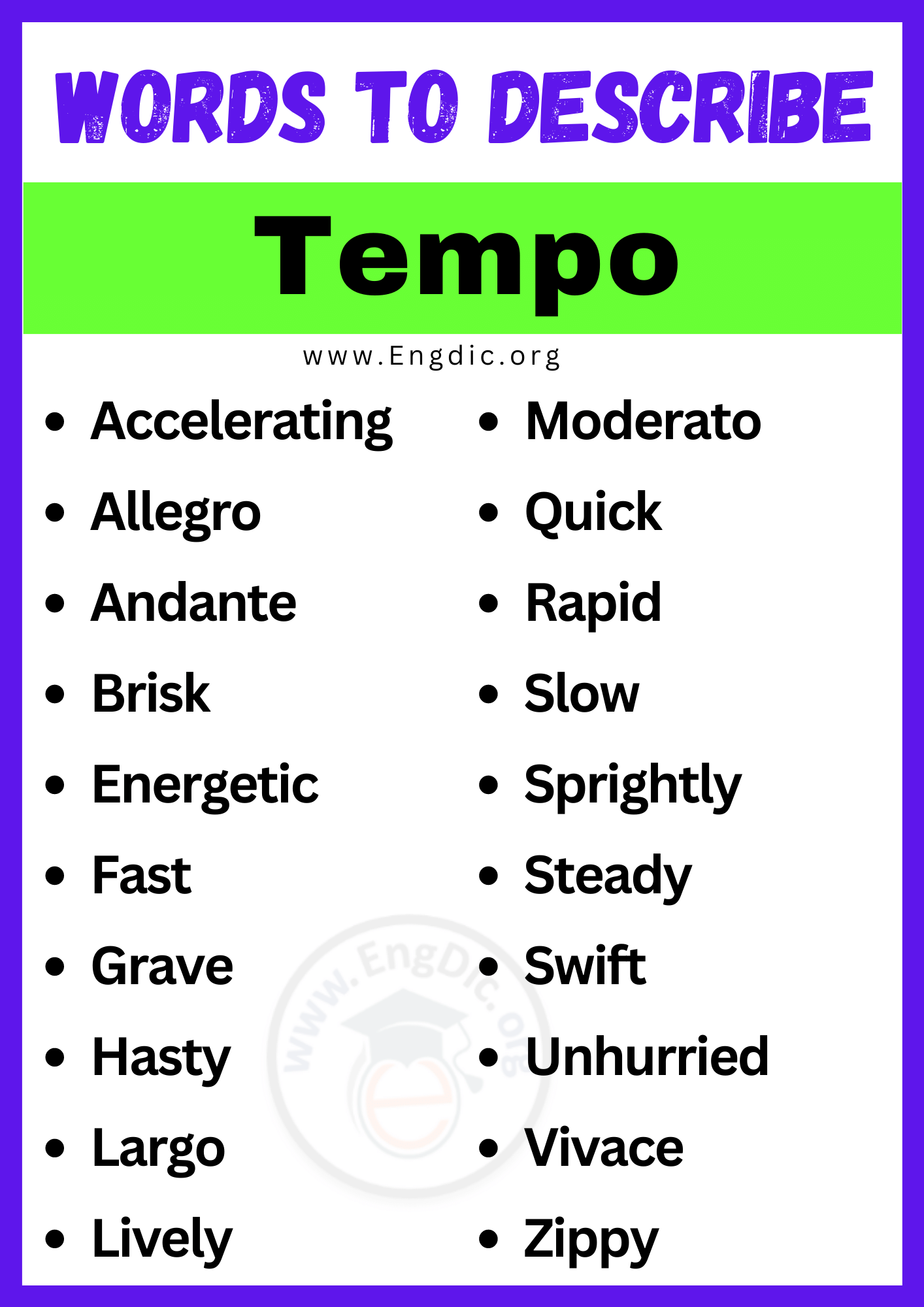 Words to Describe Tempo