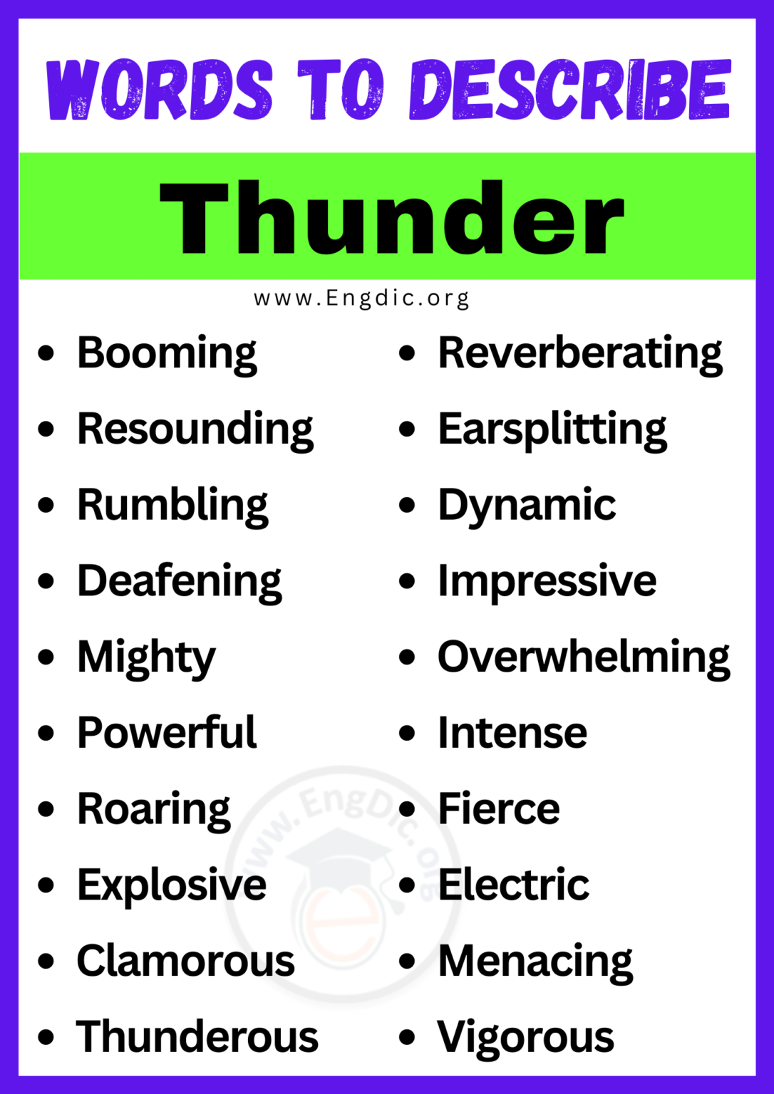 20+ Best Words to Describe Thunder, Adjectives for Thunder EngDic