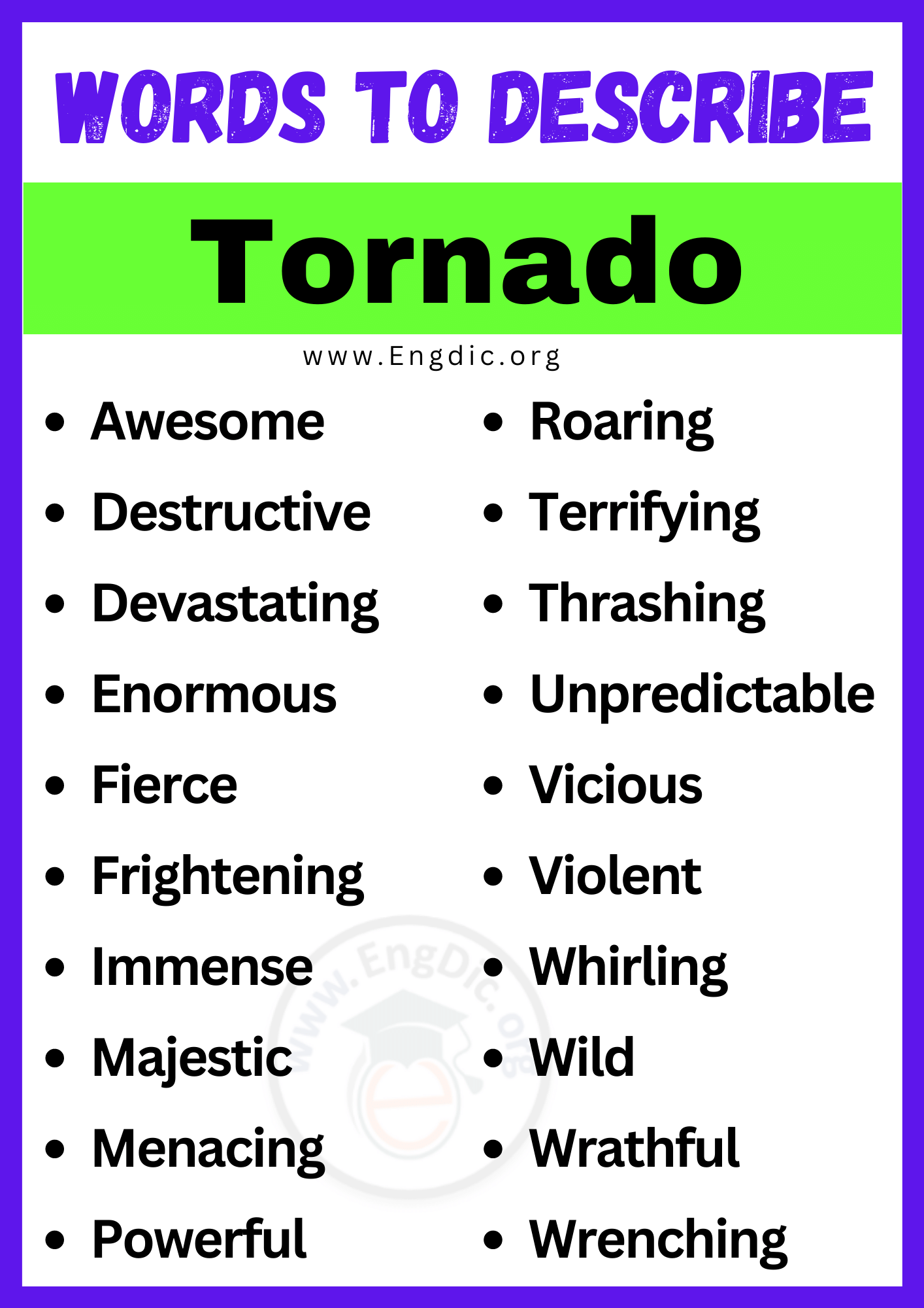 Words to Describe Tornado