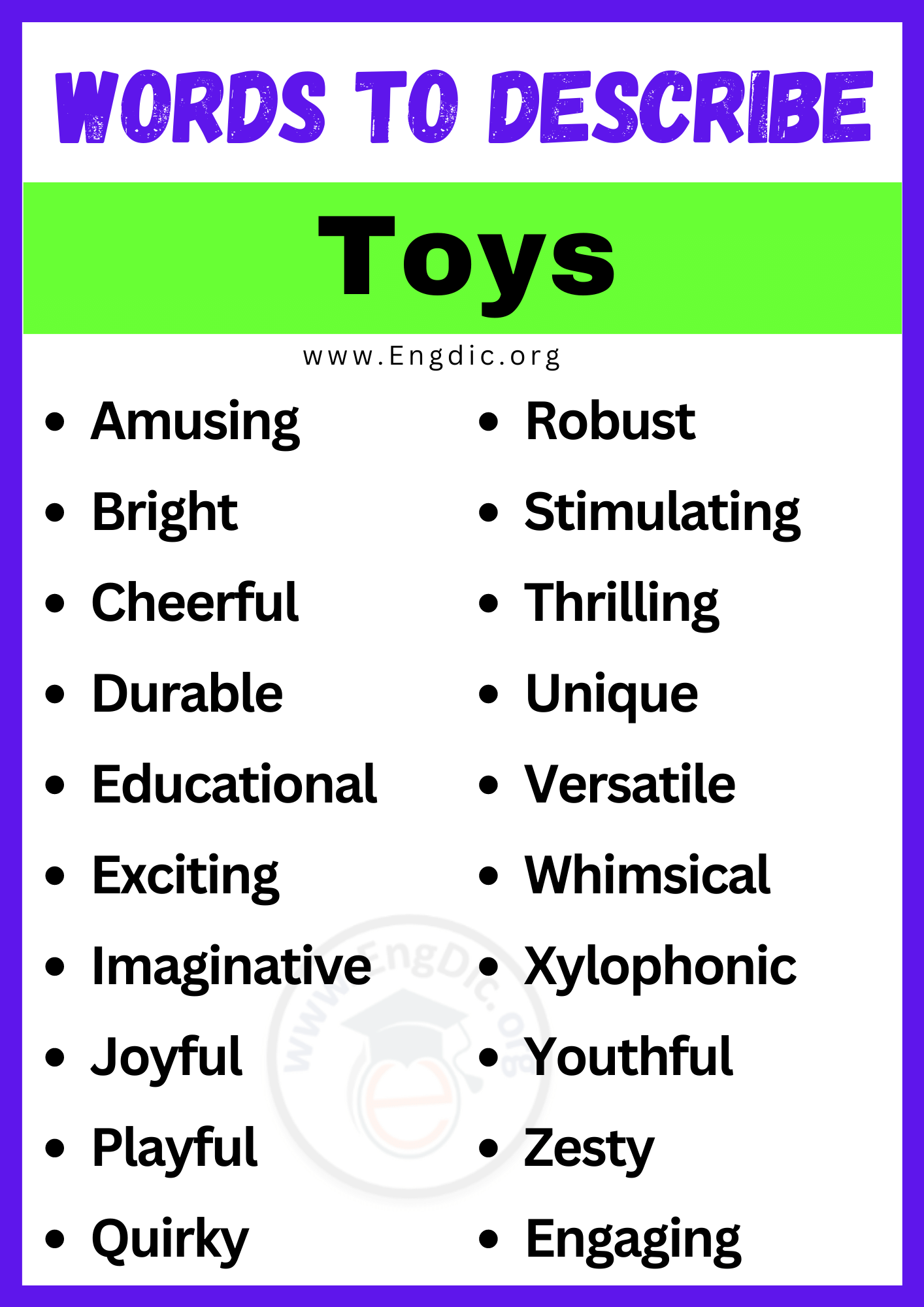 Words to Describe Toys