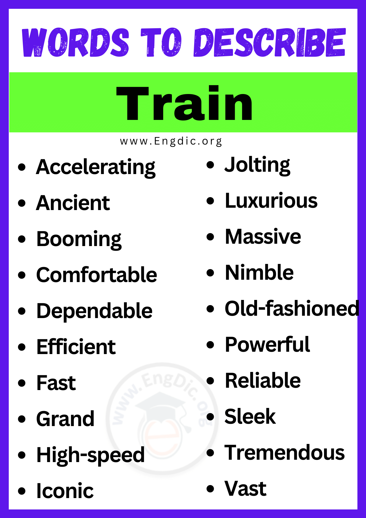 Words to Describe Train