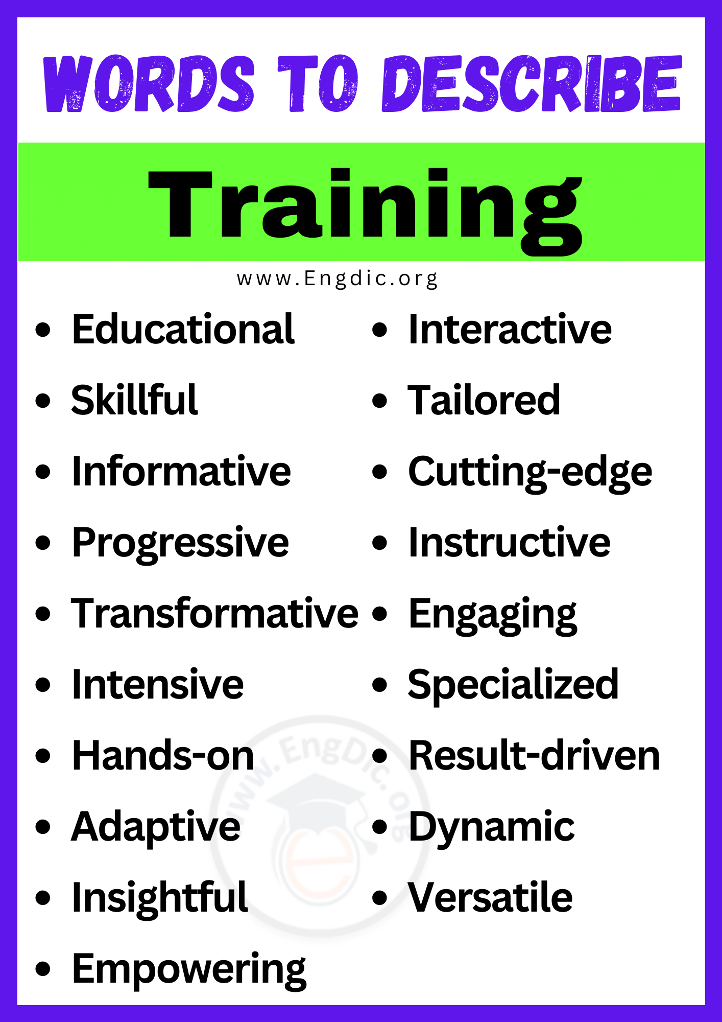 Words to Describe Training
