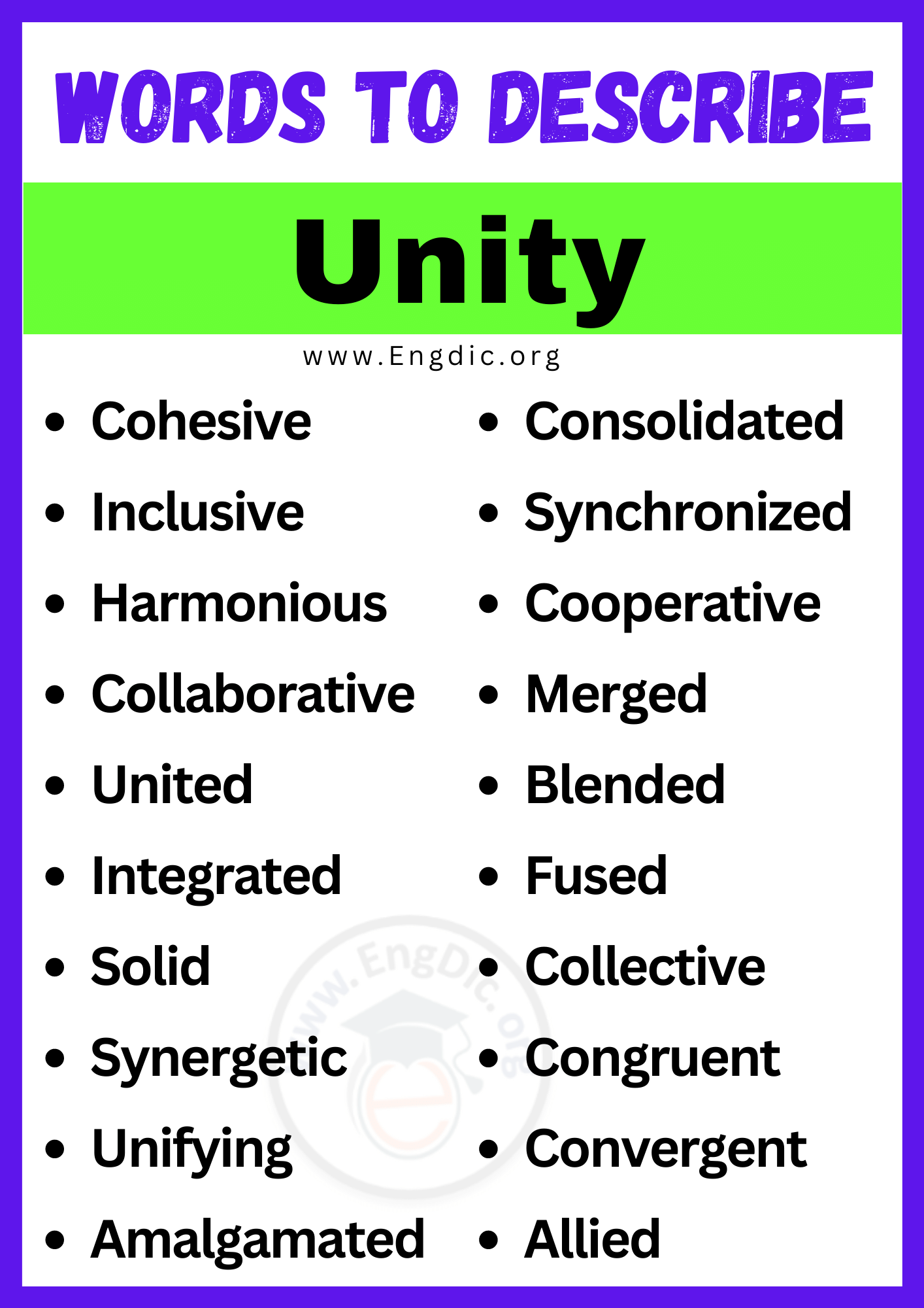 Words to Describe Unity