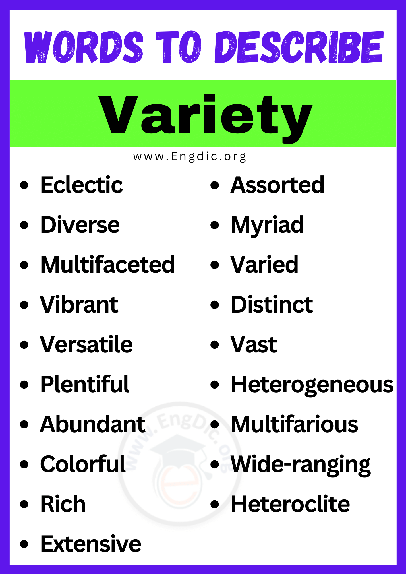 Words to Describe Variety