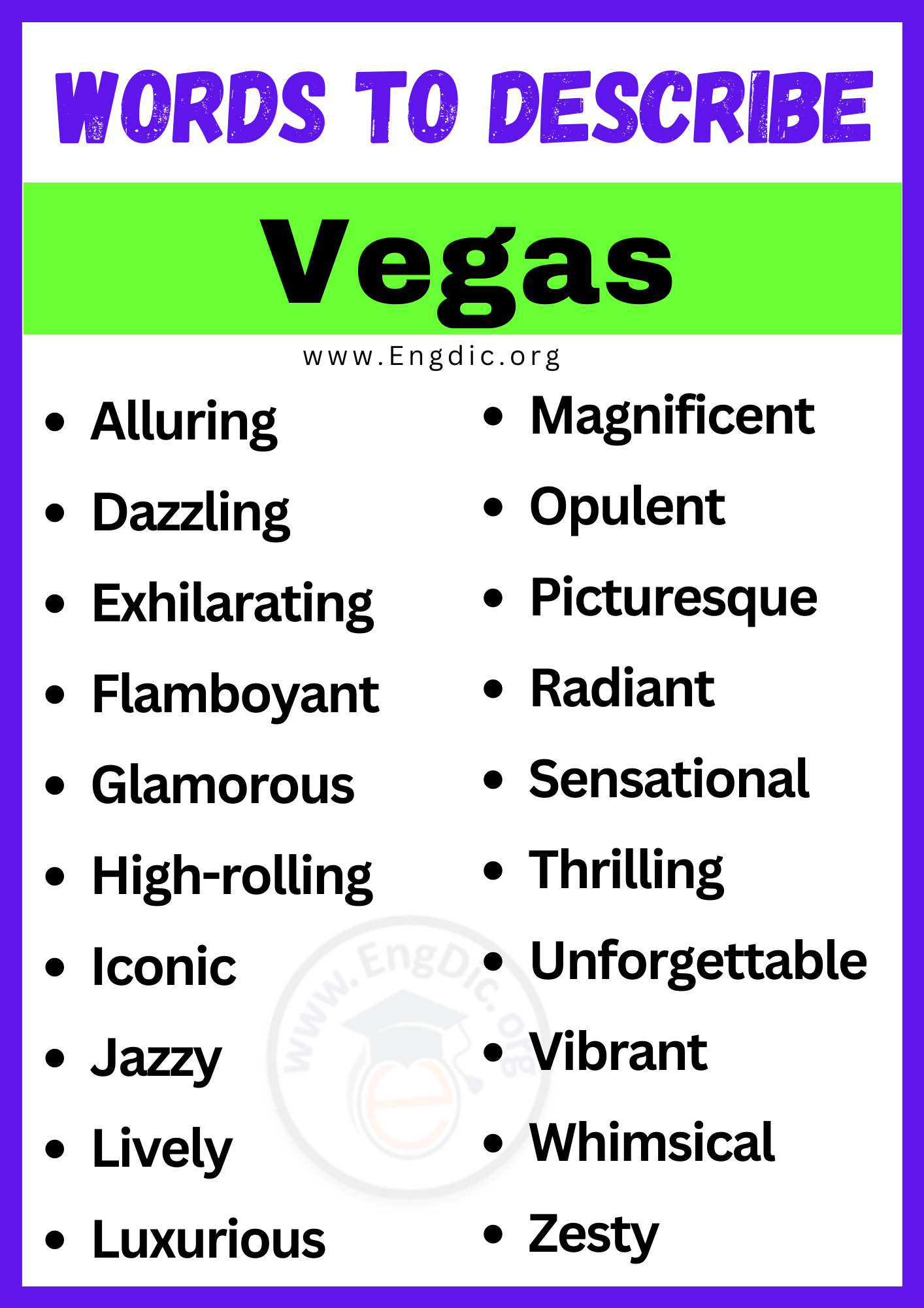 Words to Describe Vegas