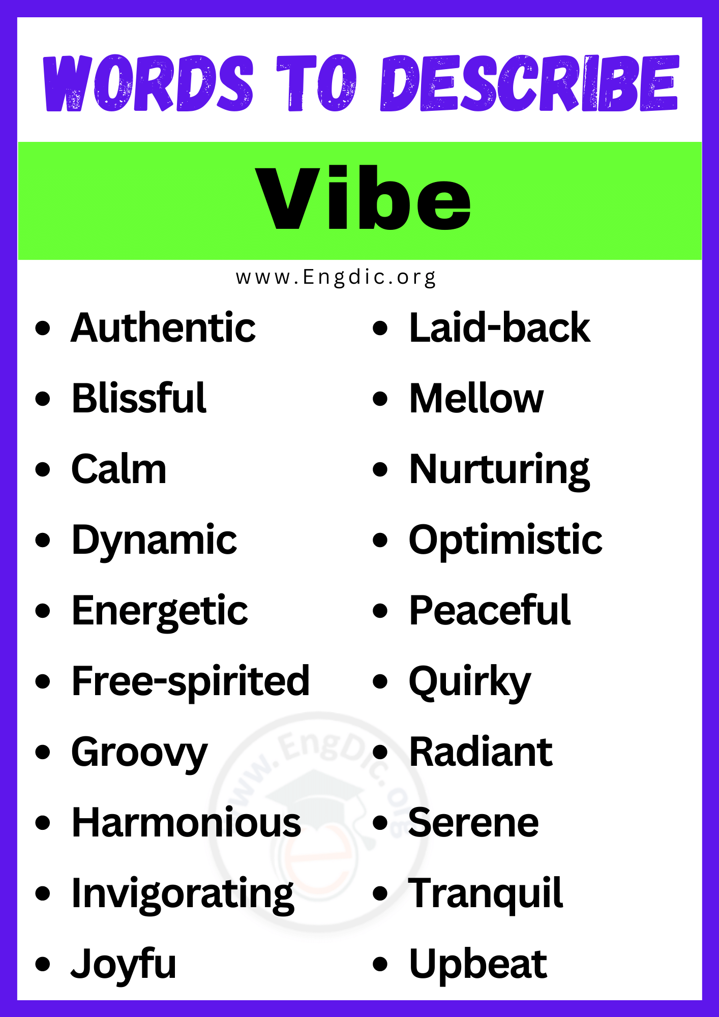 Words to Describe Vibe