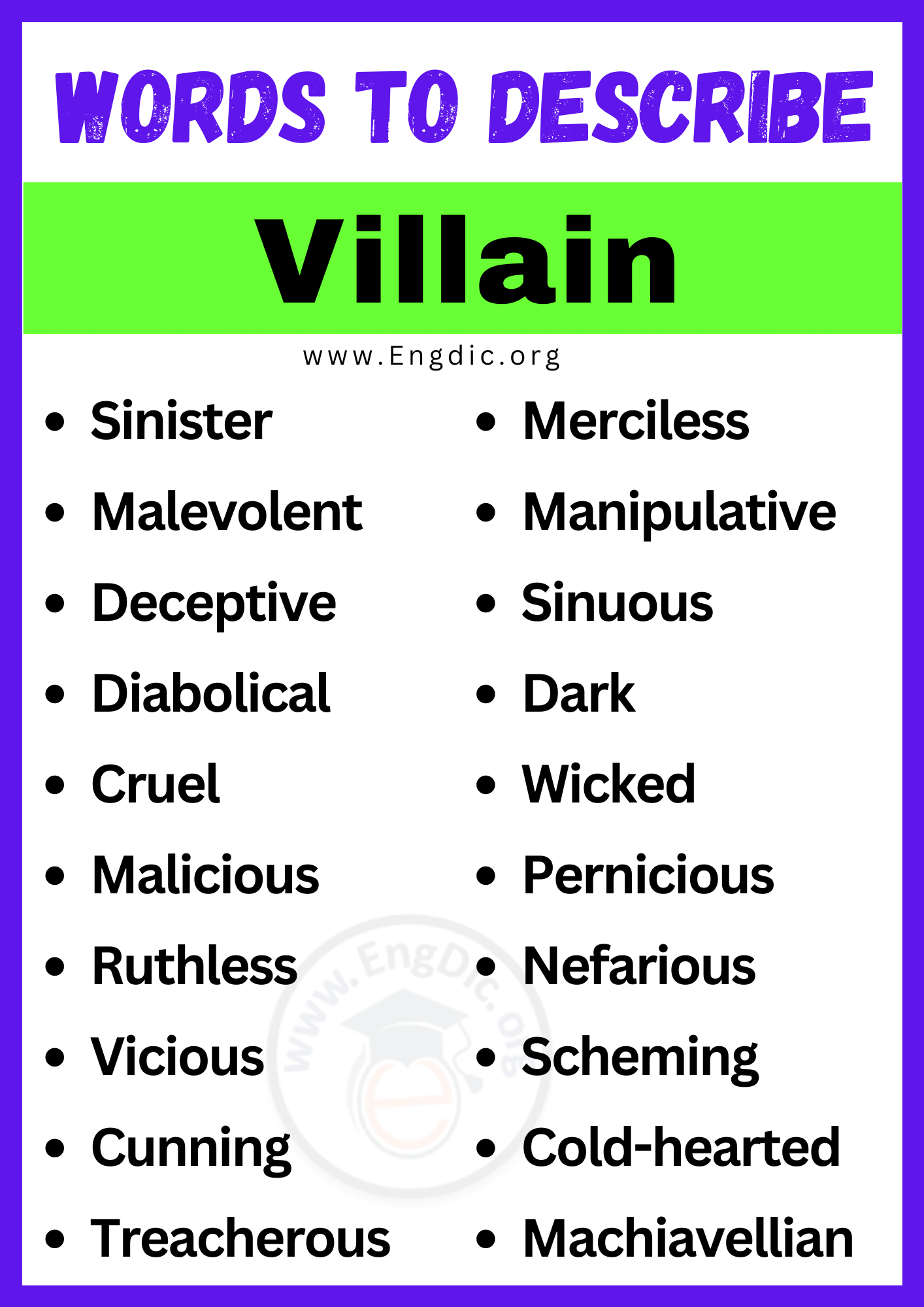 Words to Describe Villain