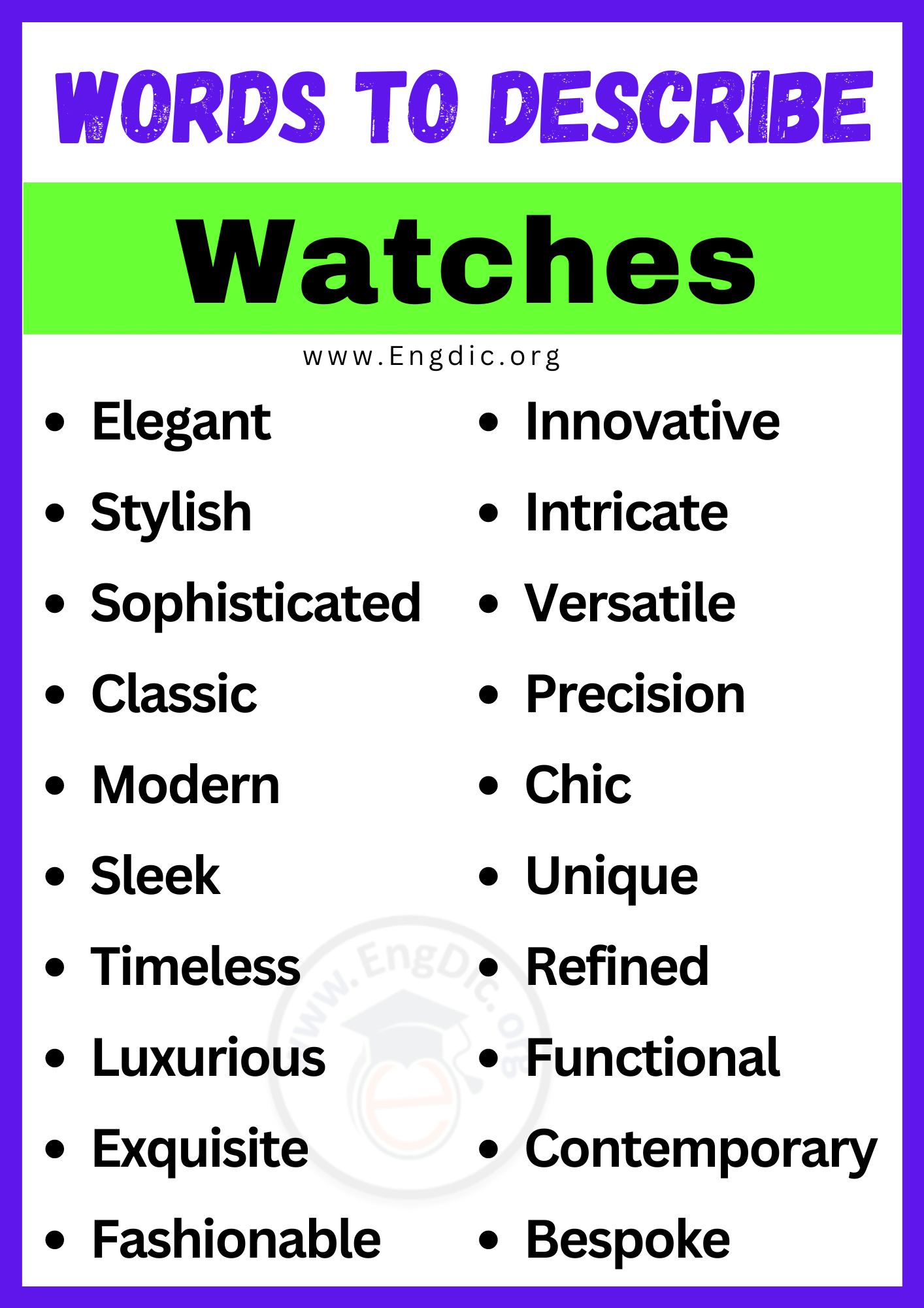 Words to Describe Watches