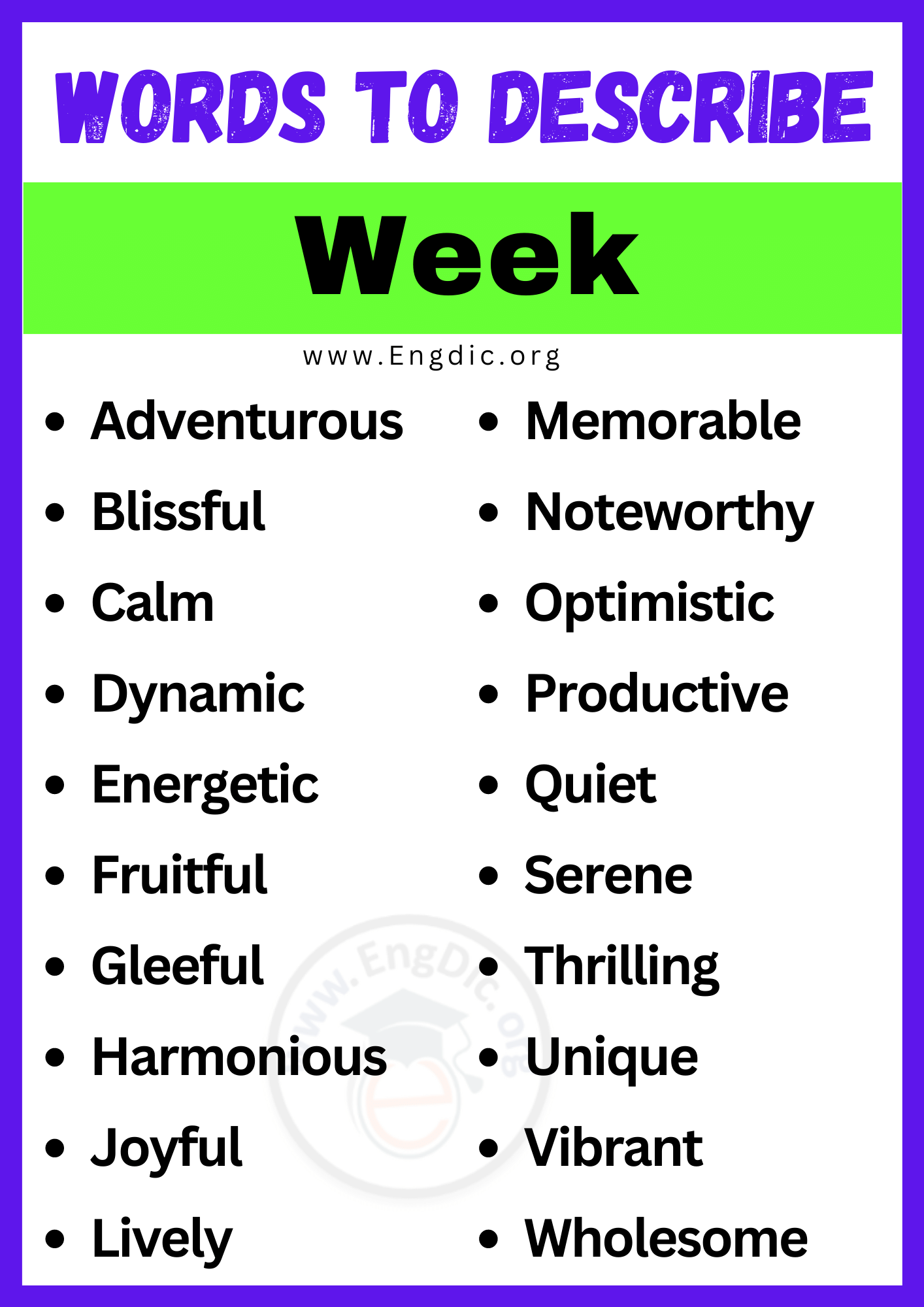 Words to Describe Week