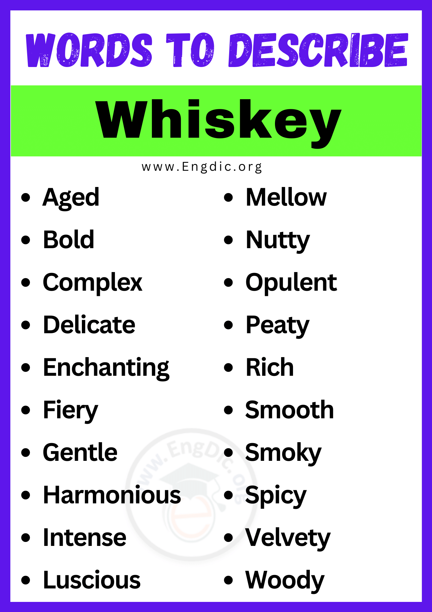 Words to Describe Whiskey